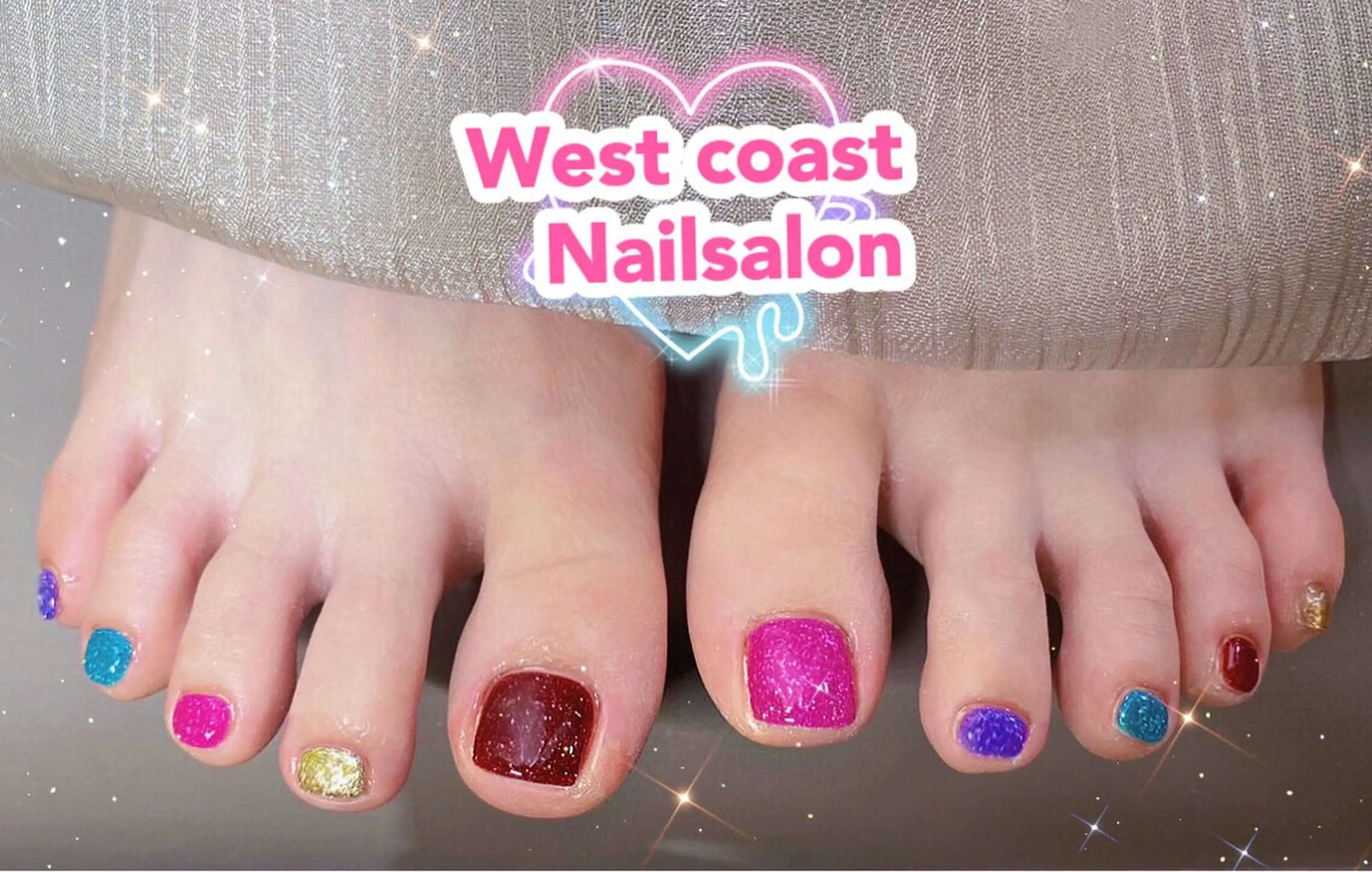 カラー リボン、ガーリー パーツ放題専門店のネイルデザイン