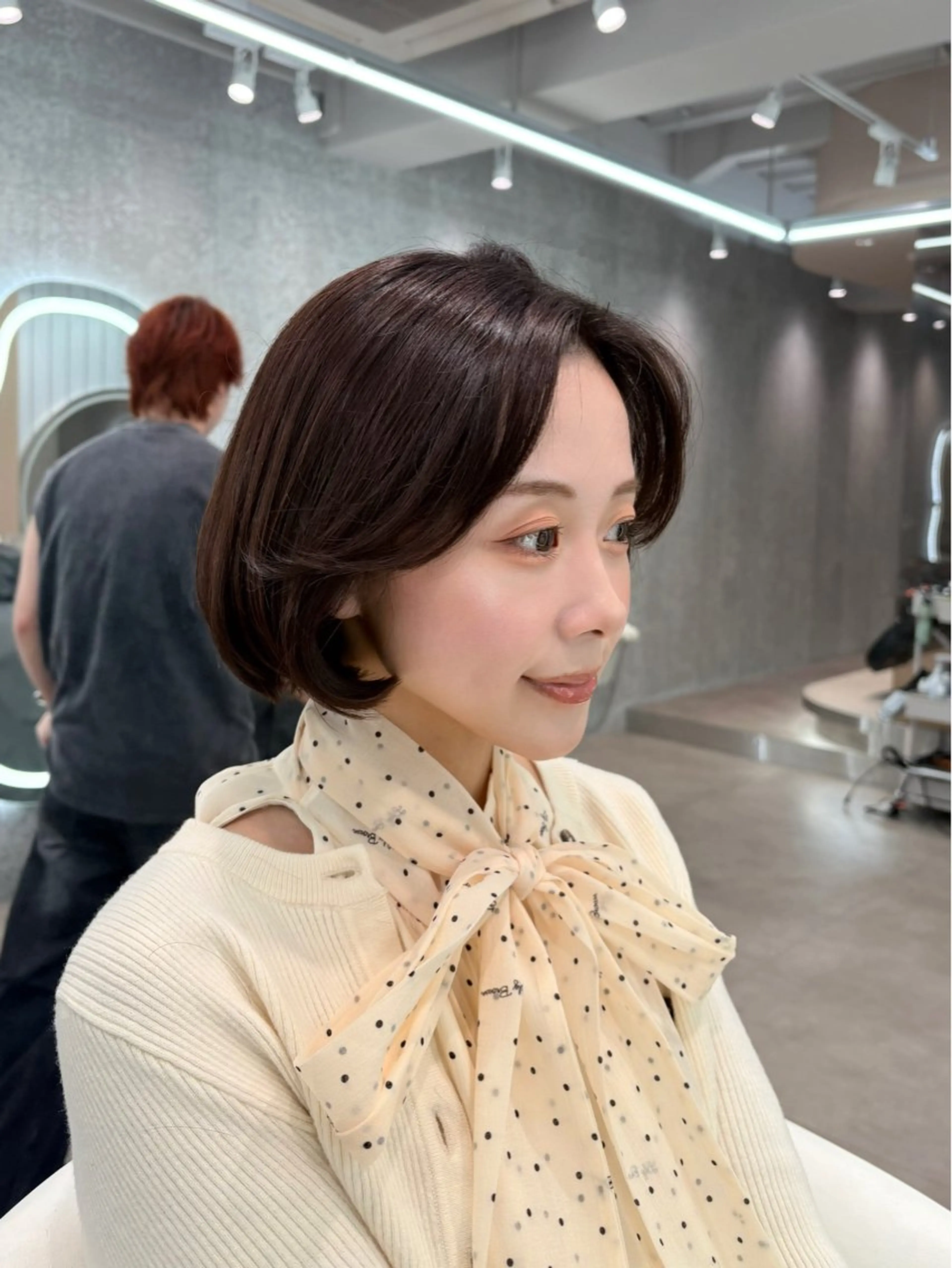 ミディアム ヘアアレンジ アッシュ ボブ くびれヘア 顔まわりレイヤー 顔周りカット カット 縮毛矯正 トリートメント ヘアセット 大宮🩵縮毛矯正 髪質改善 佐藤 和のヘアスタイル