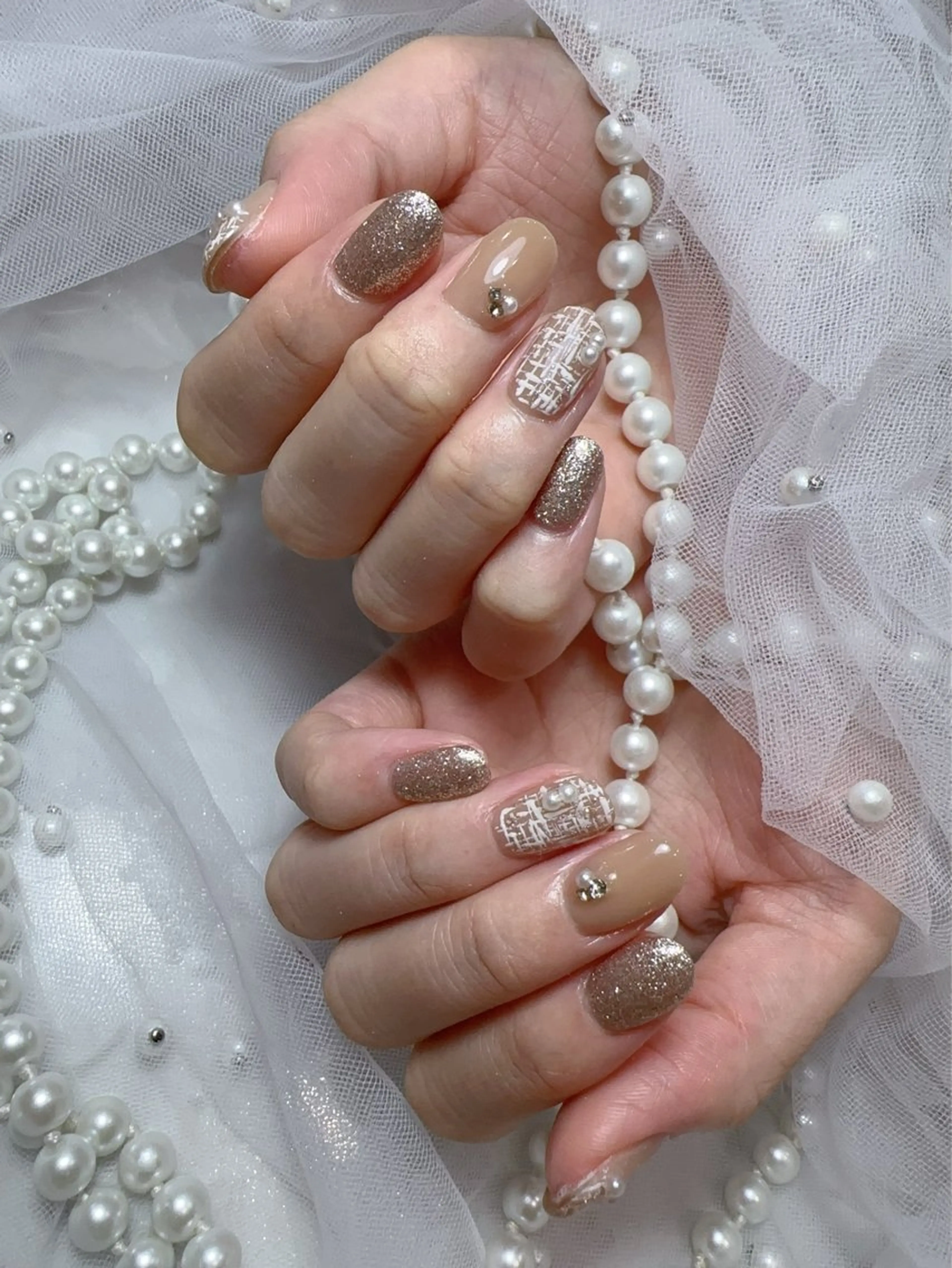 ネイル アートネイル フラッシュネイル フレンチネイル ジェルネイル ガラスフレンチ ハンドネイル You&Me Miyuのネイルデザイン