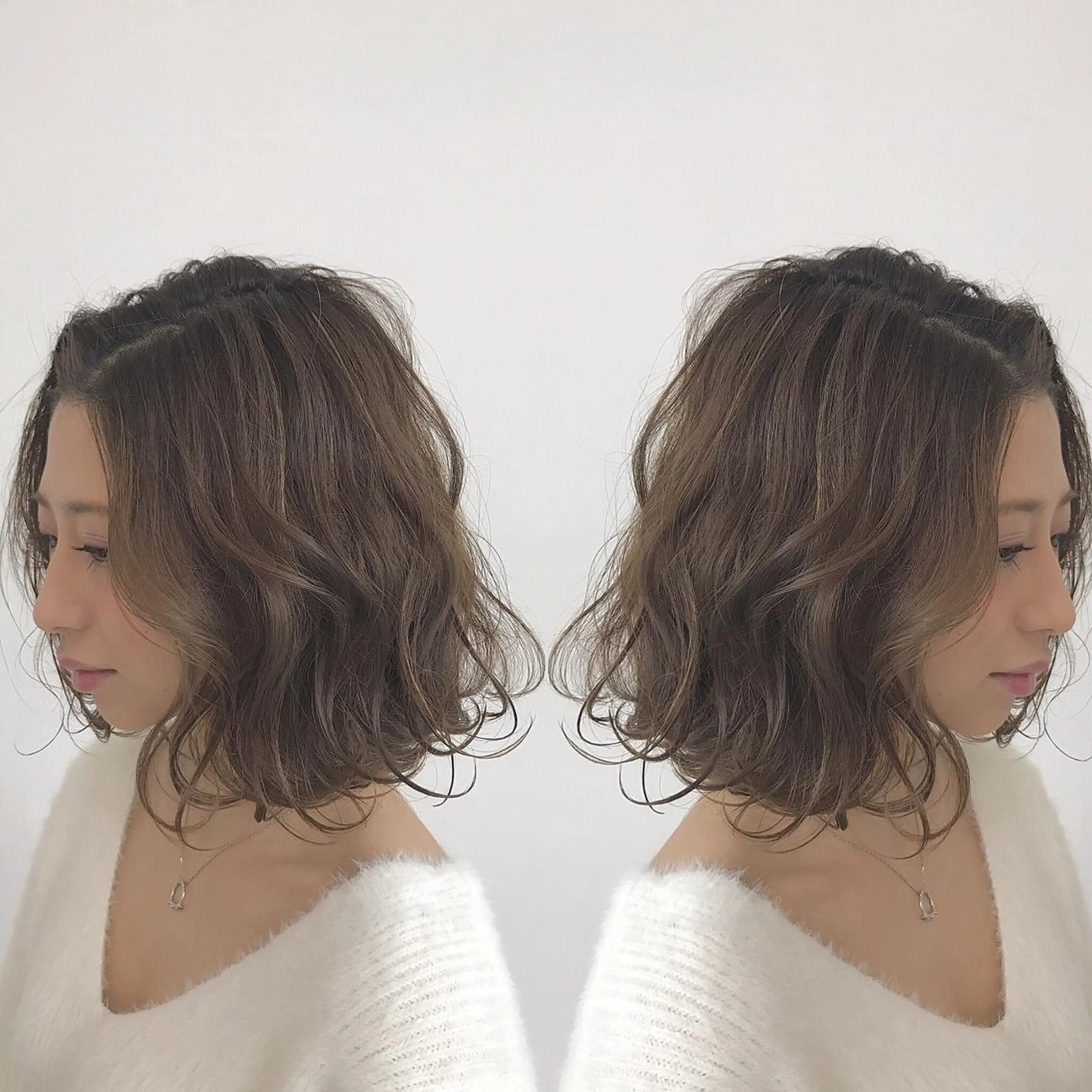 ミディアム カラー アッシュ ベージュカラー 透明感カラー フォギーベージュ she2.shinjuku所属・takumi Hのヘアスタイル