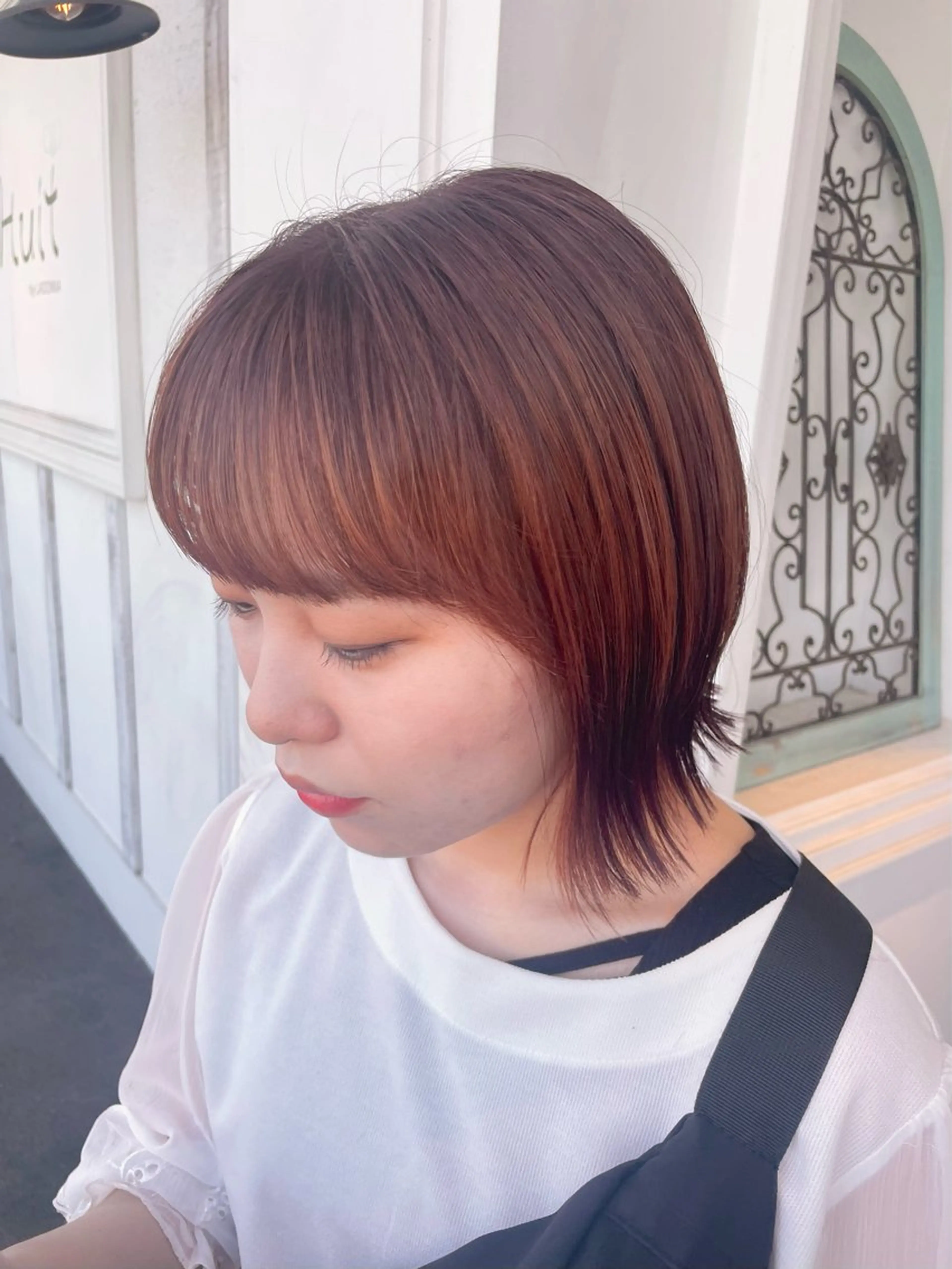 ミディアム 推しｶﾗｰ/韓国/ ﾋﾟﾝｸ/Renonのヘアスタイル