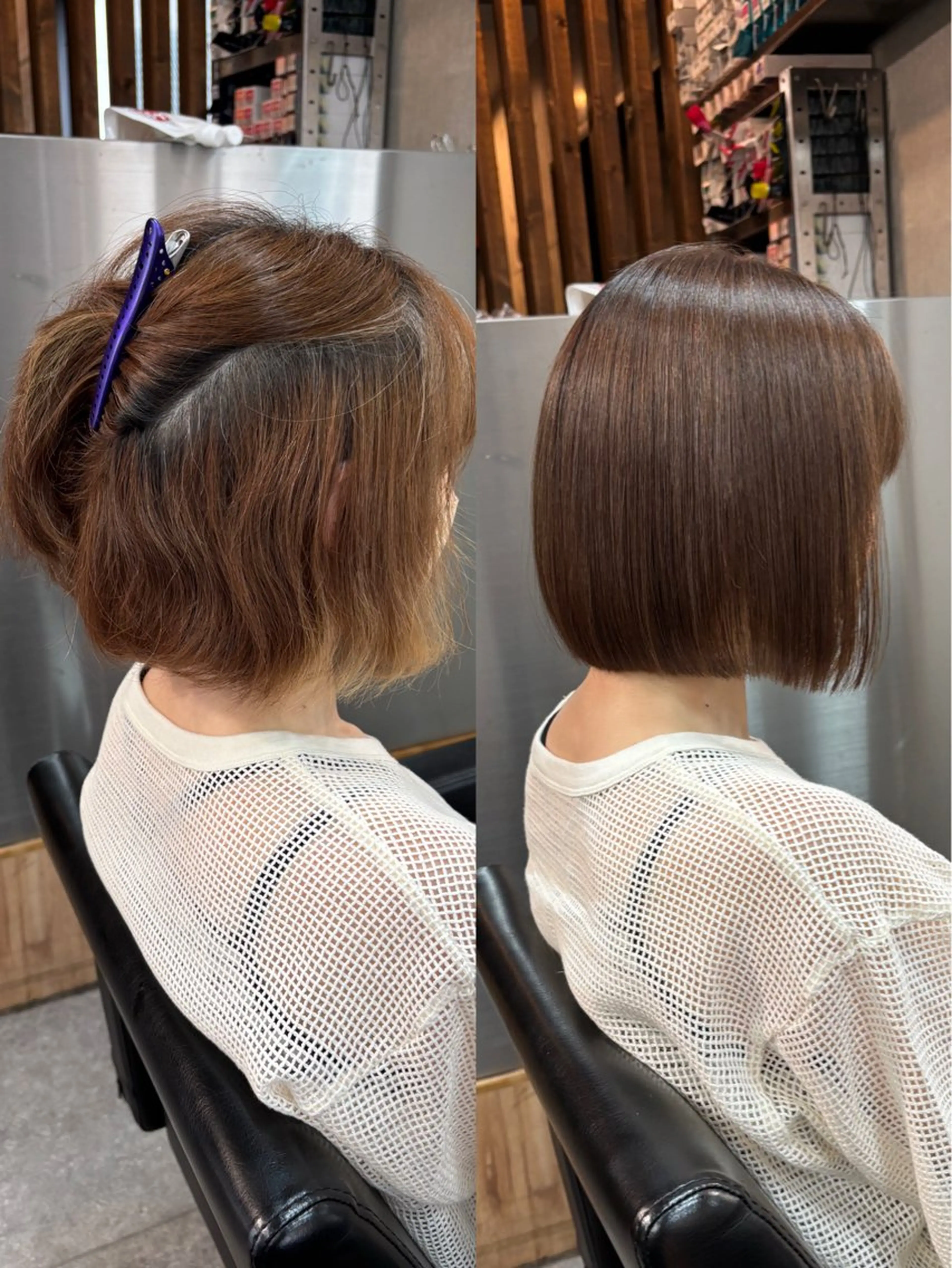 ショート カラー パーマ 縮毛矯正 カット ヘアカラー 縮毛矯正 トリートメント ショートボブ縮毛矯正 髪質改善のプロ山道潤のヘアスタイル