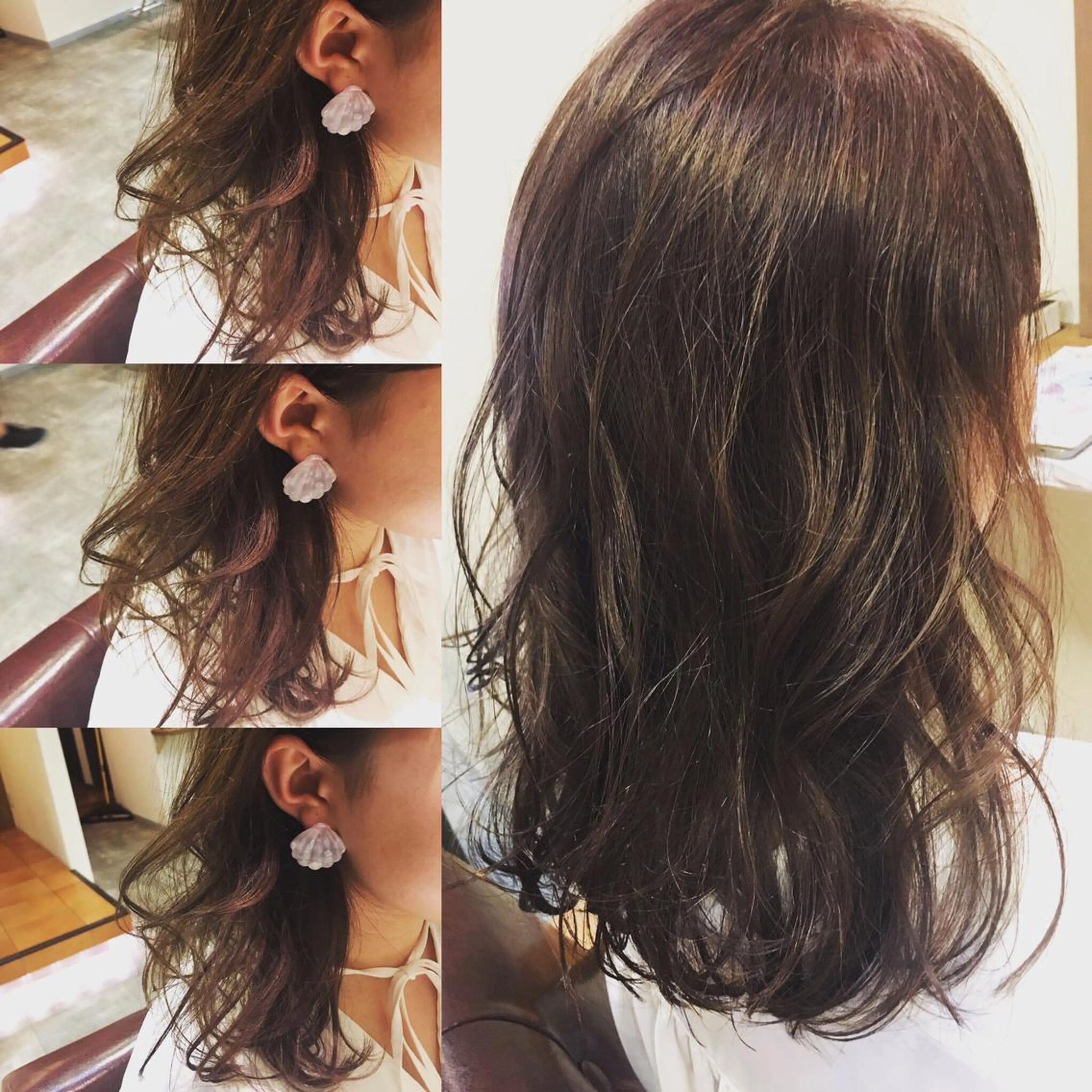 セミロング カラー ベージュカラー ピンクカラー ピンクベージュ パープルカラー hair salon Ranun髪質改善のヘアスタイル