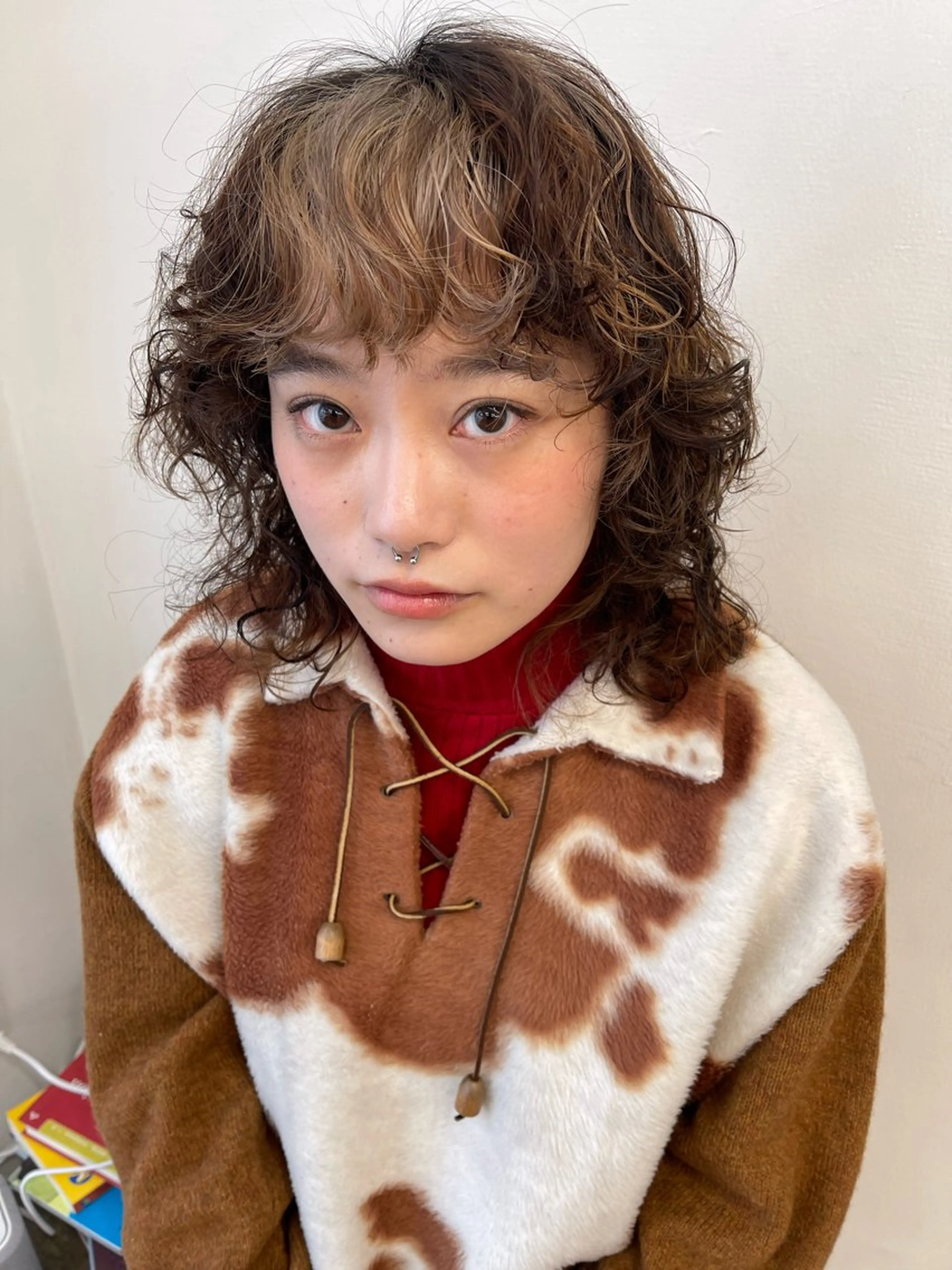 ミディアム パーマ カット ヘアカラー パーマ pole/apartment所属・💓パーマ，💗 レイヤーカットのヘアスタイル