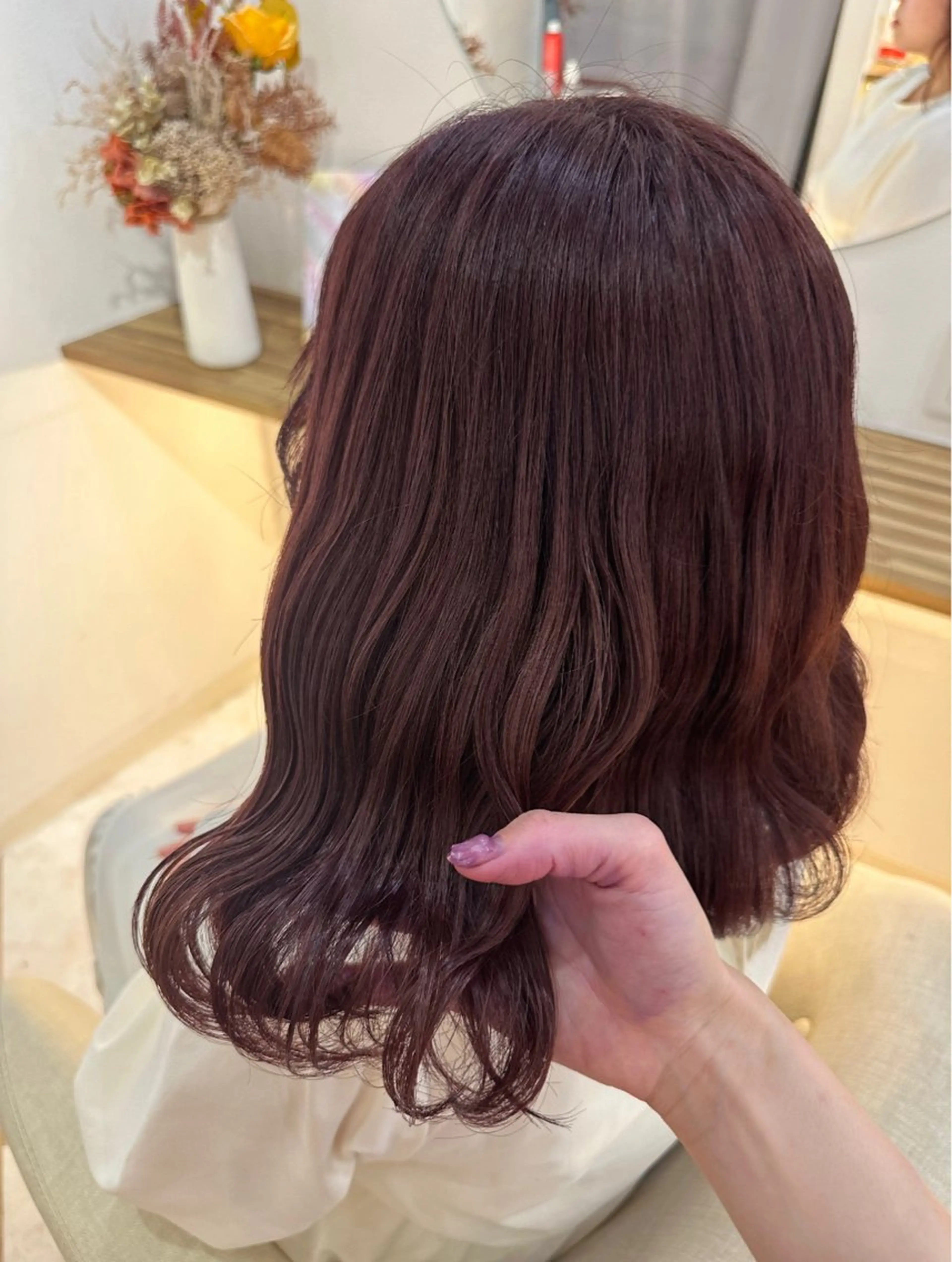 セミロング ピンクブラウン Rio🎀 カラー/顔周りカットのヘアスタイル