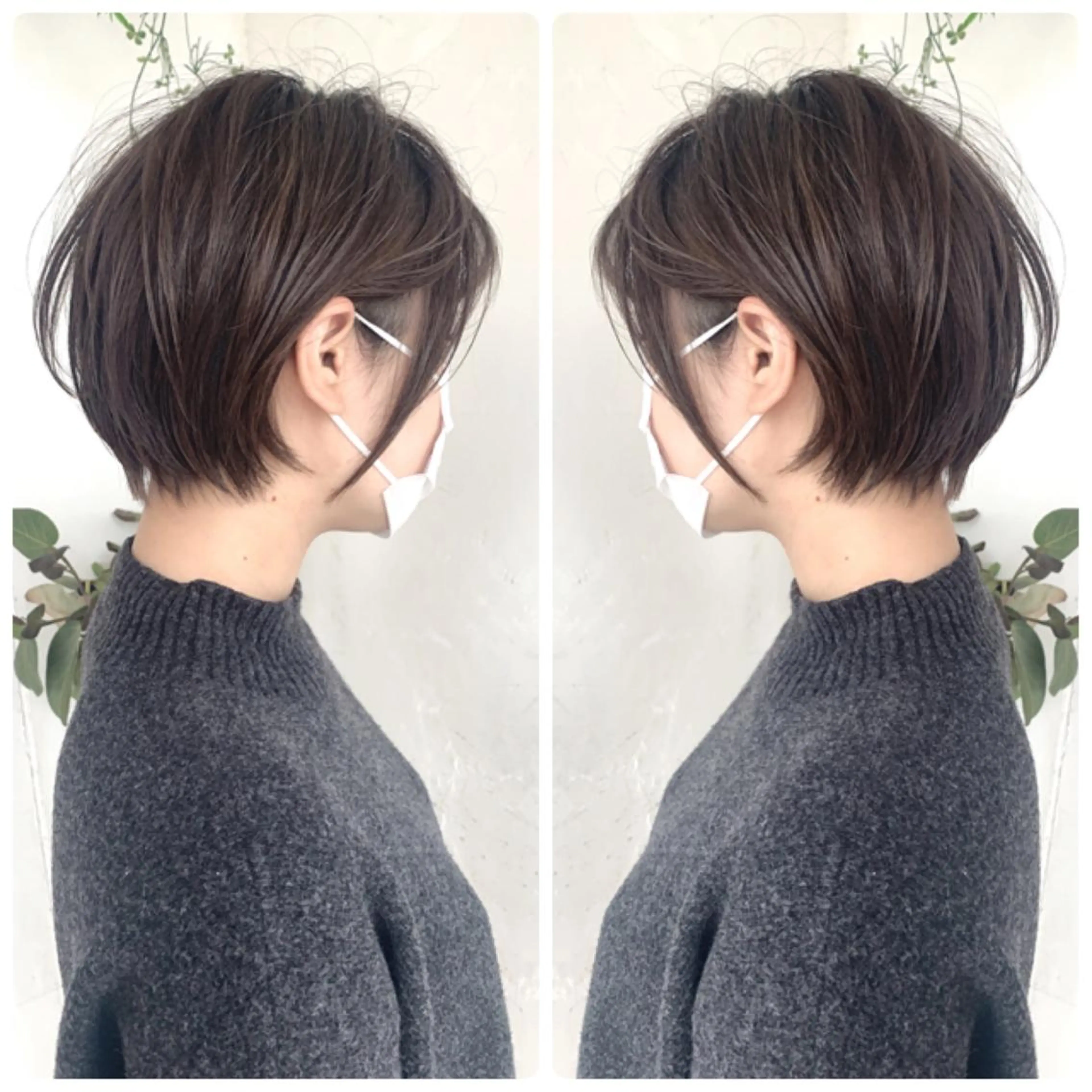 ショート カラー ショートボブ ハンサムショート 丸みショート ハイライトカラー ボブ カット ヘアカラー トリートメント 京都大人女性ショート 徒歩1分/秋山のヘアスタイル