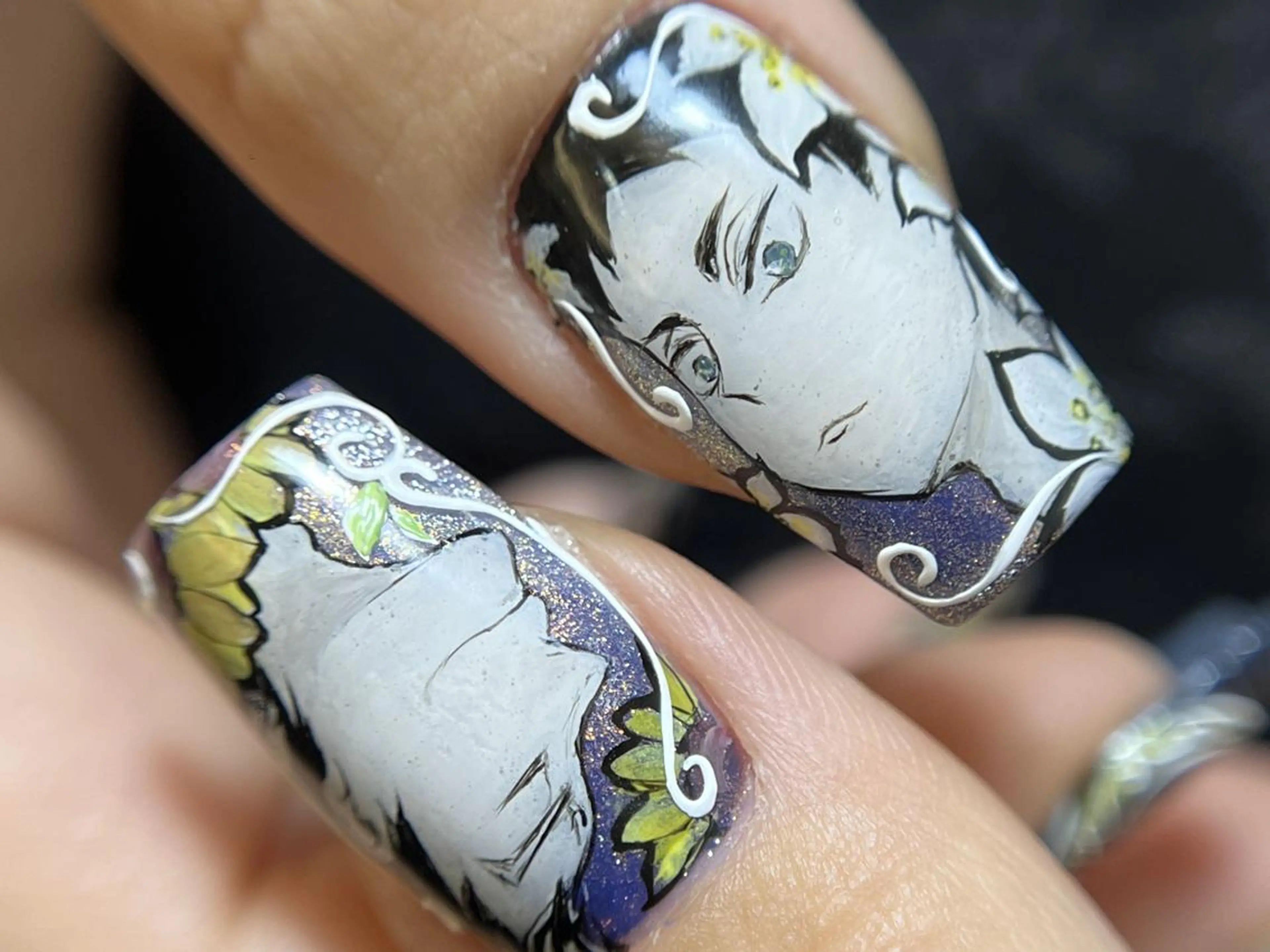 メンズ ネイル アートネイル フレンチネイル ジェルネイル キラキラネイル パラジェル Bloom スカルプ専門店のネイルデザイン