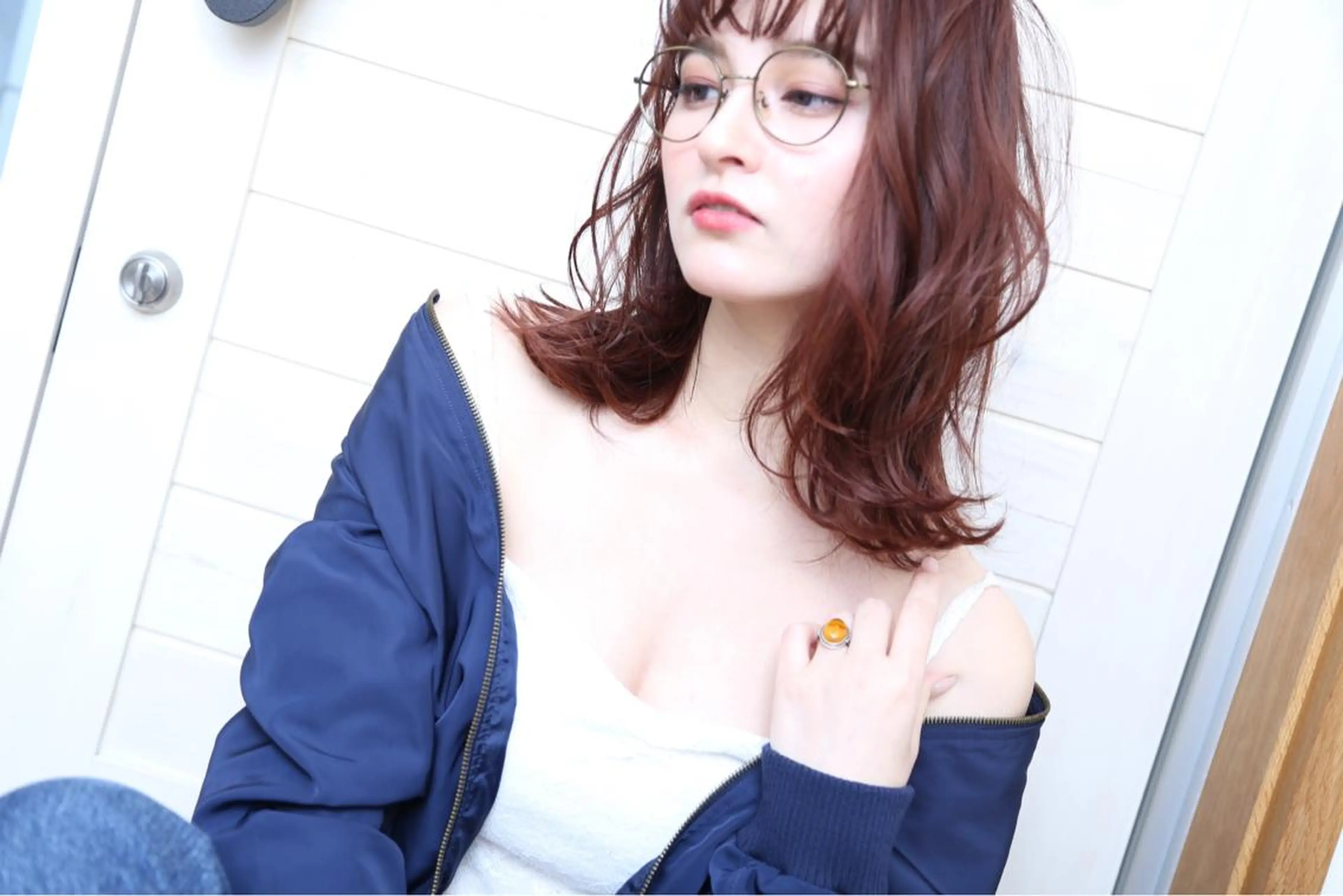 ミディアム カラー パーマ ヘアアレンジ トップスタイリスト 💙藤原 純のヘアスタイル