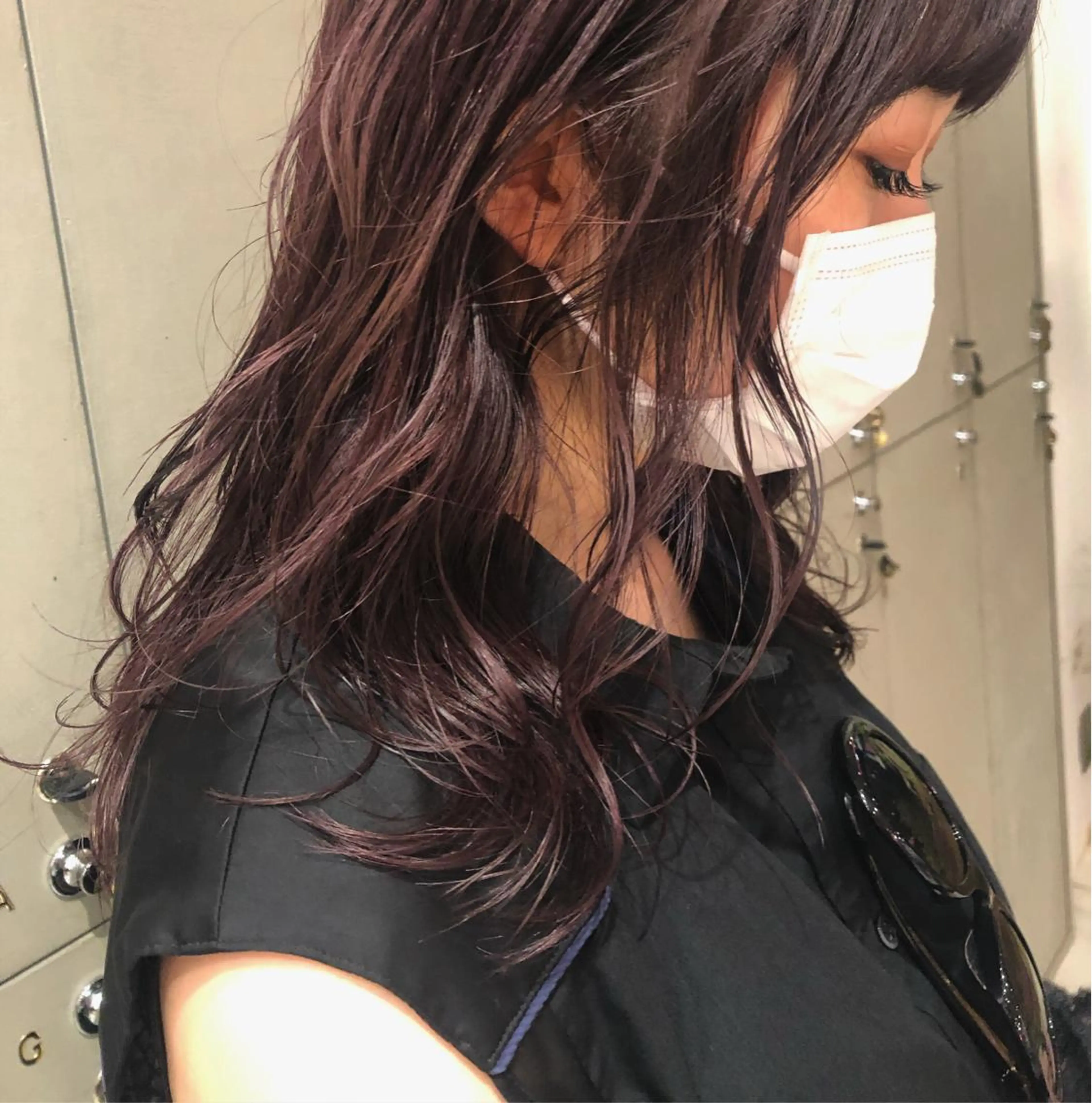 ミディアム カラー 透明感カラー グレージュ イルミナカラー ラベンダーカラー ラベンダーグレージュ 古屋 花織のヘアスタイル