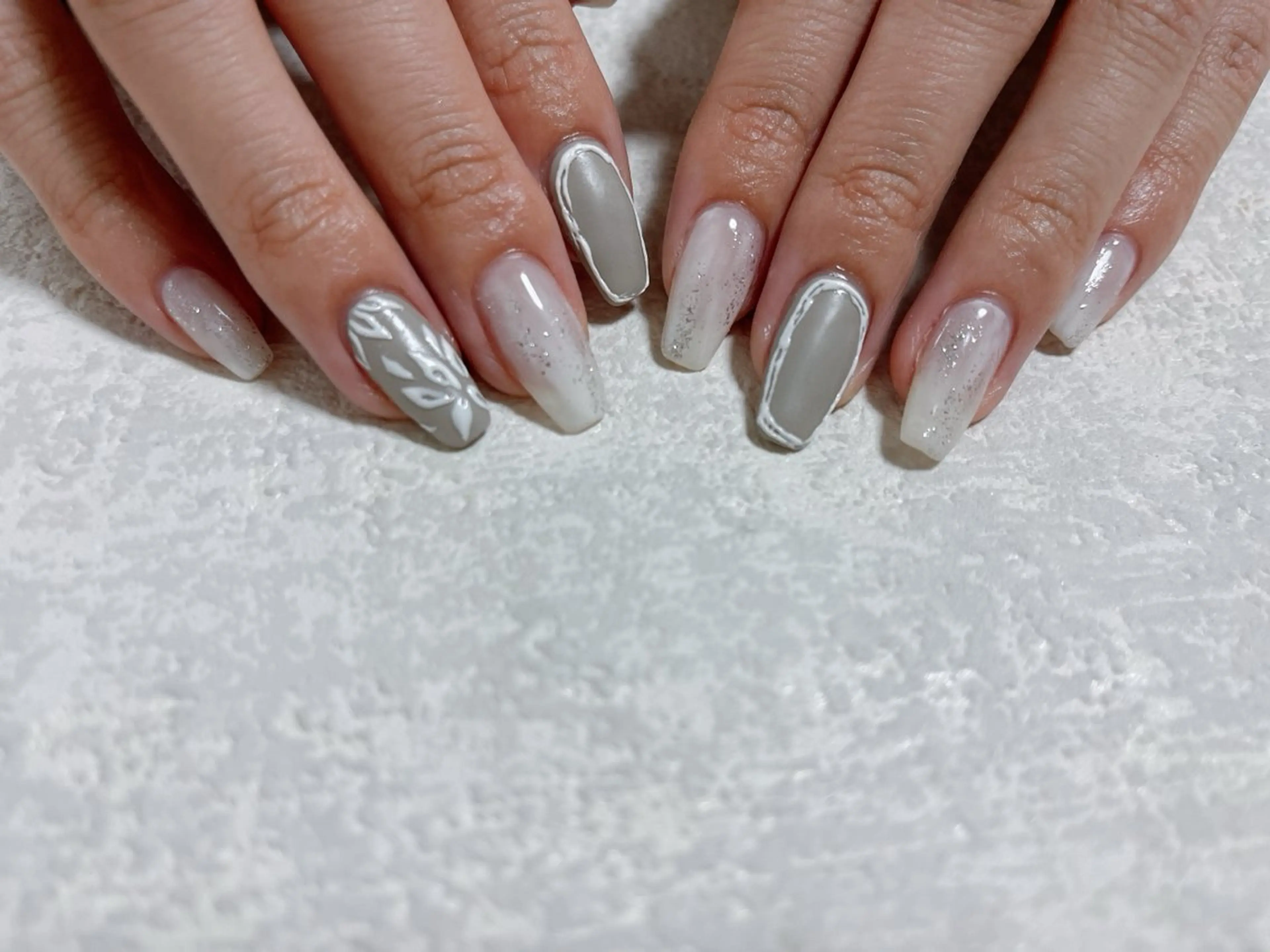 ネイル ジェルネイル 韓国ネイル パラジェル スクエアネイル 冬ネイル kikinail 溝の口のネイルデザイン