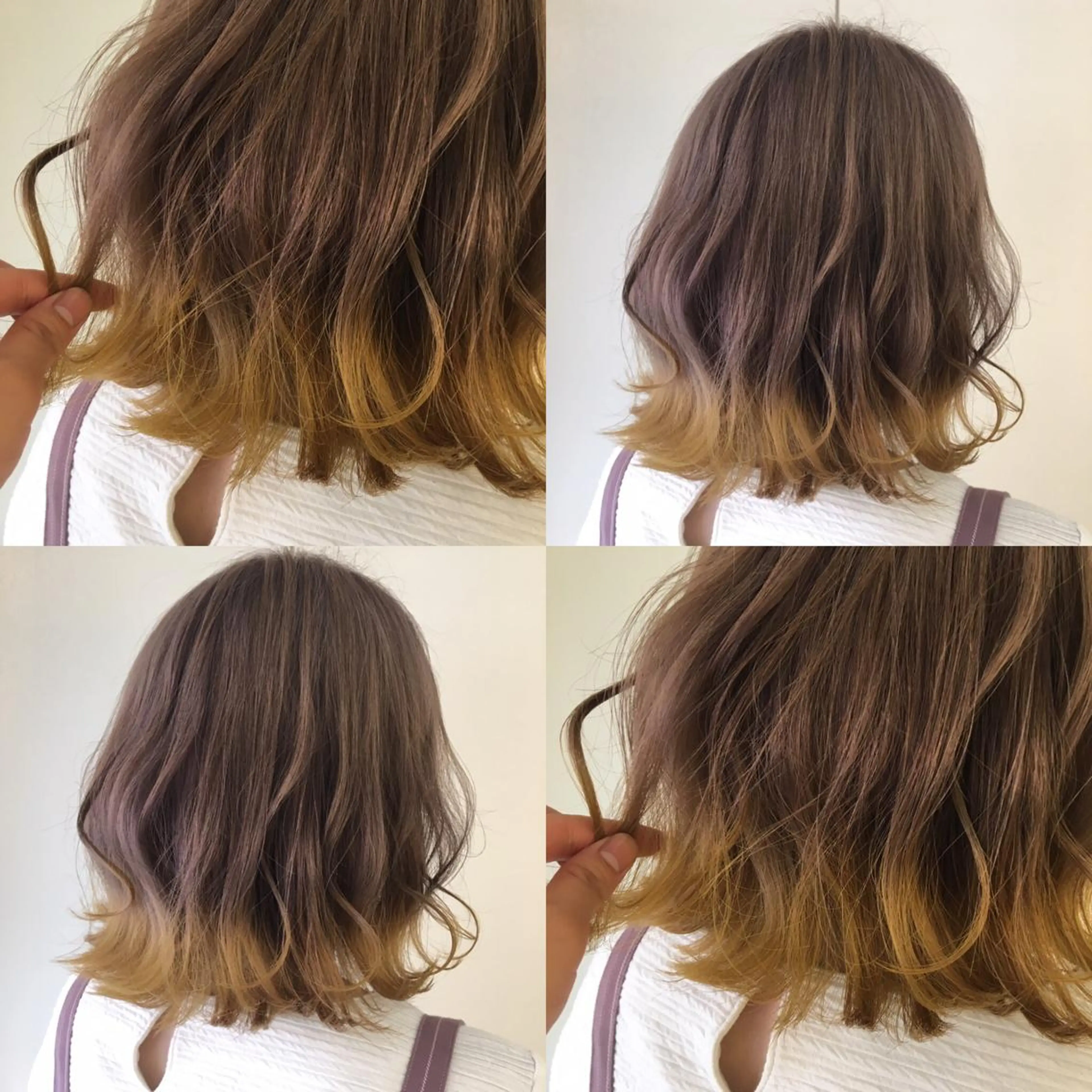 セミロング カラー ベージュカラー ブリーチ ラベンダーカラー ラベンダーベージュ イエローカラー ヘアカラー 髪質改善 頭身浴/ 中田のヘアスタイル
