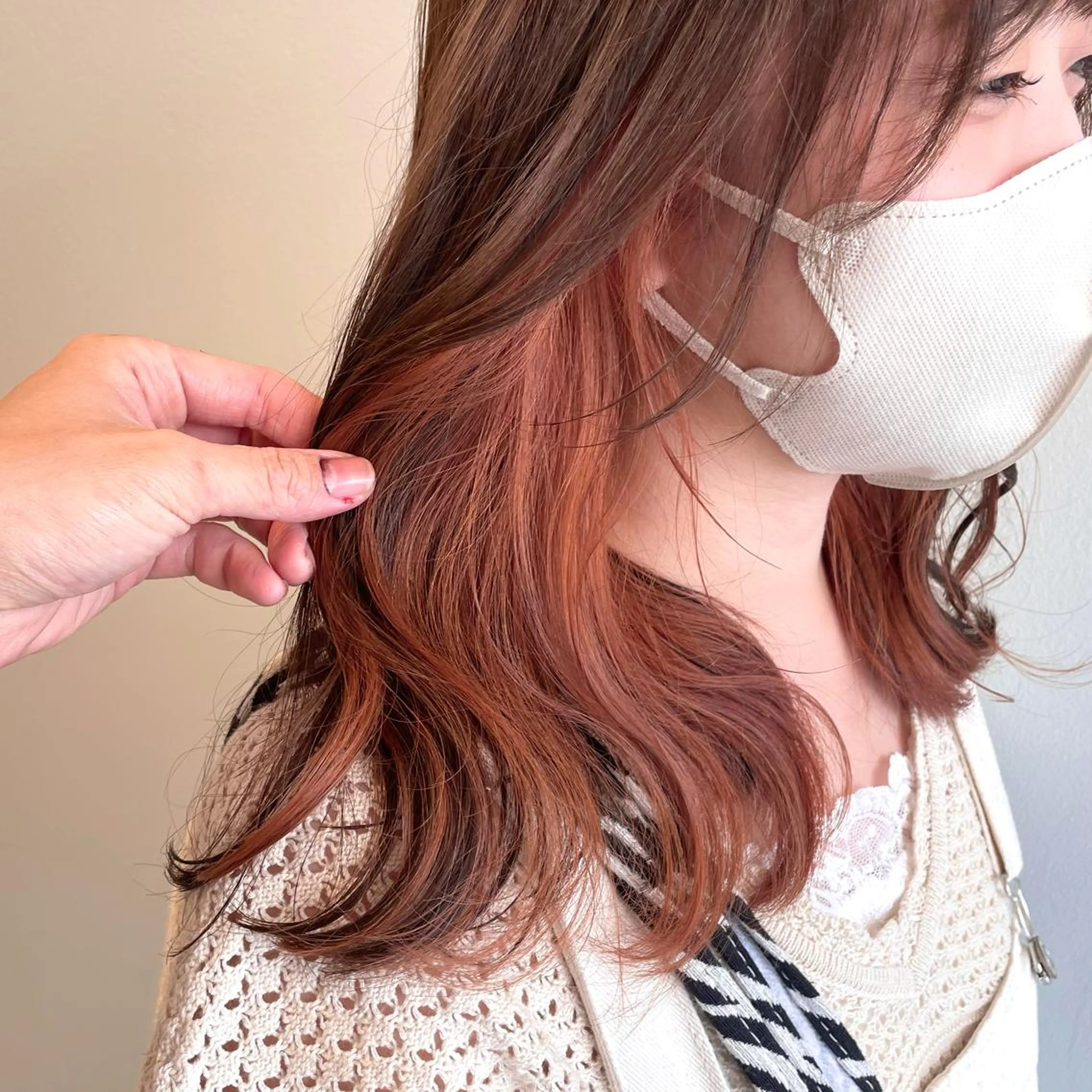 セミロング カラー ヘアカラー 心斎橋/ブリーチなし 髪質改善/レイヤーのヘアスタイル