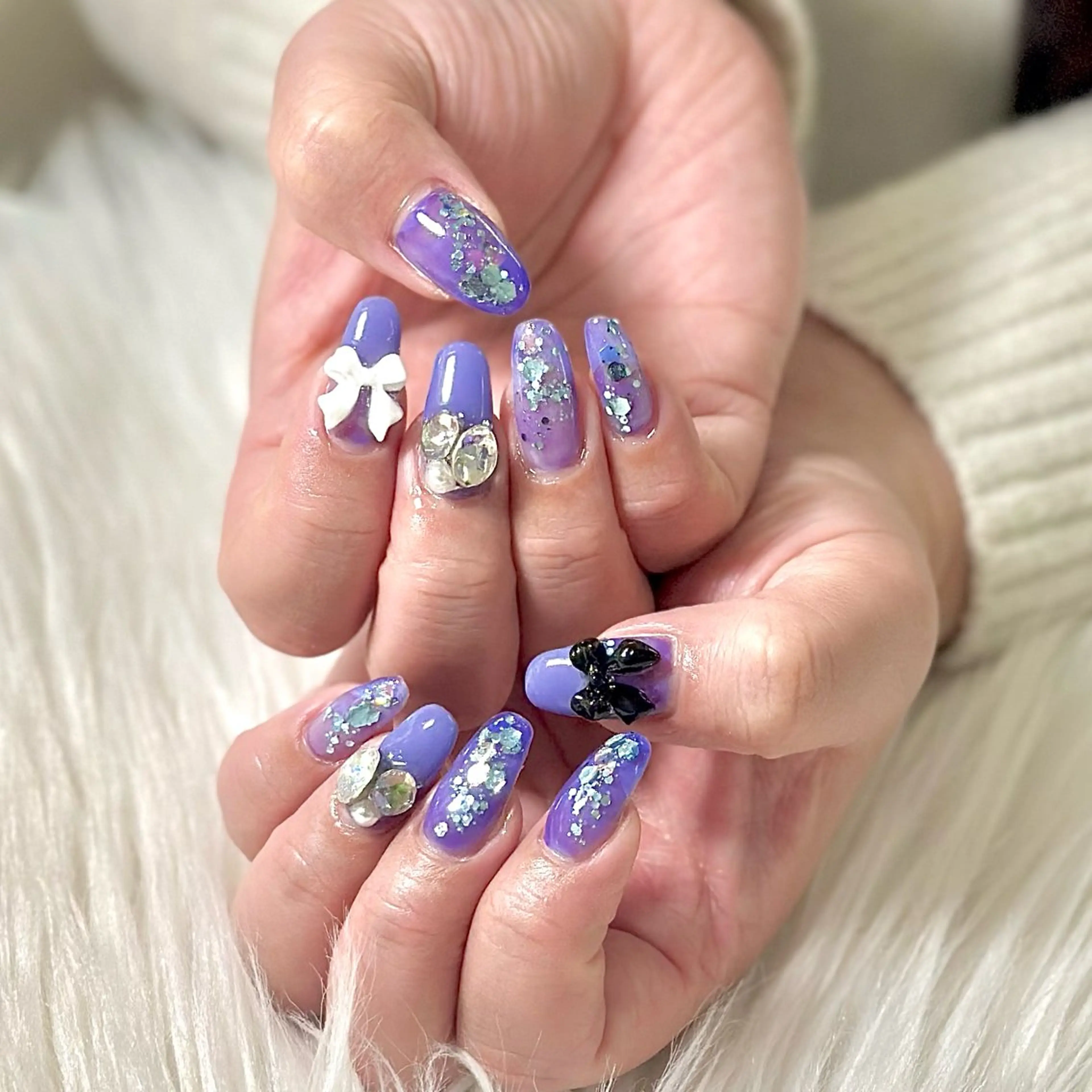 ネイル ブルー ラメ(グリッター) ハンドネイル はあとねいる Reinaのネイルデザイン