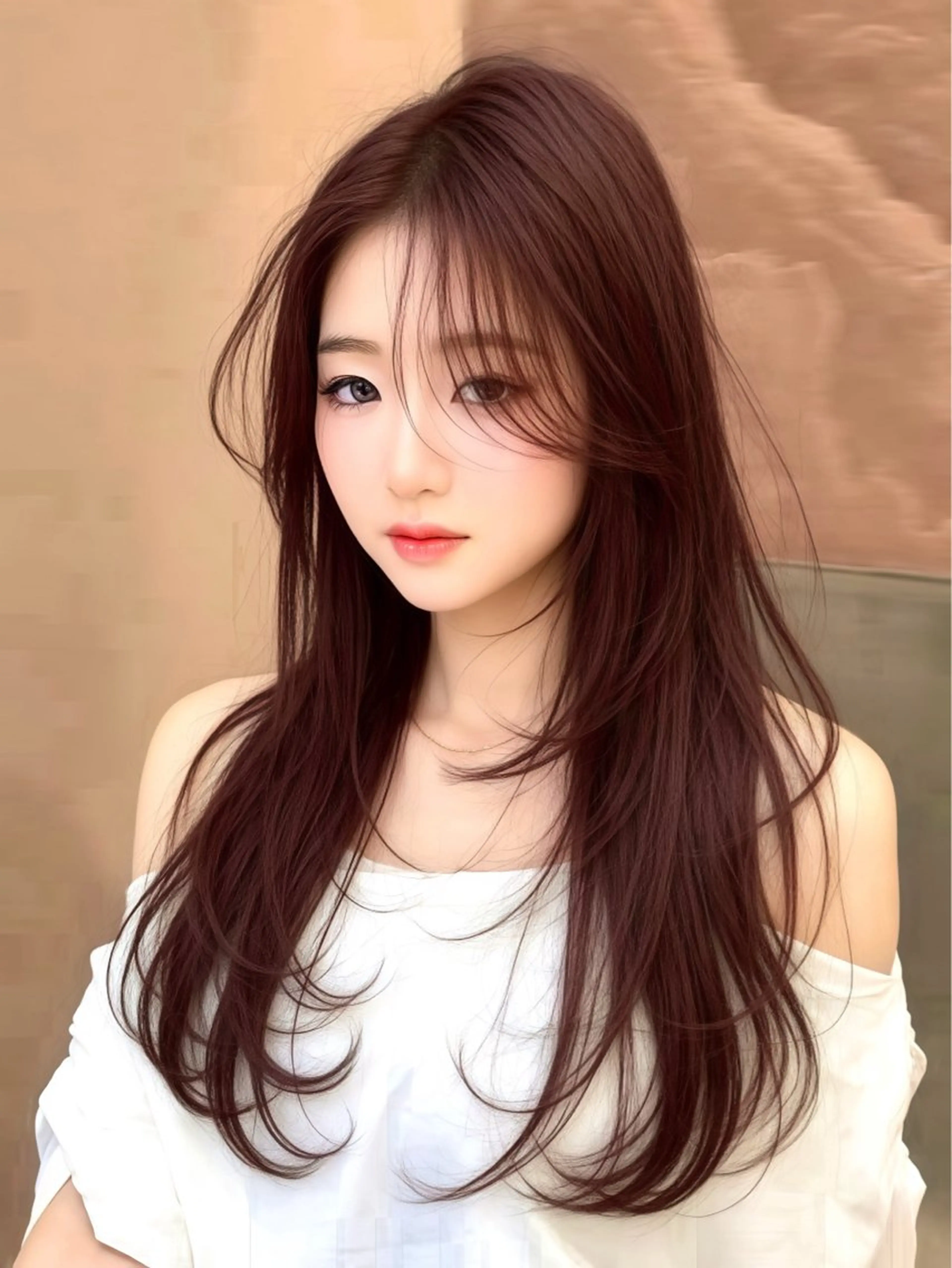 ロング 縮毛矯正/レイヤー 韓国/顔まわり/夢音のヘアスタイル