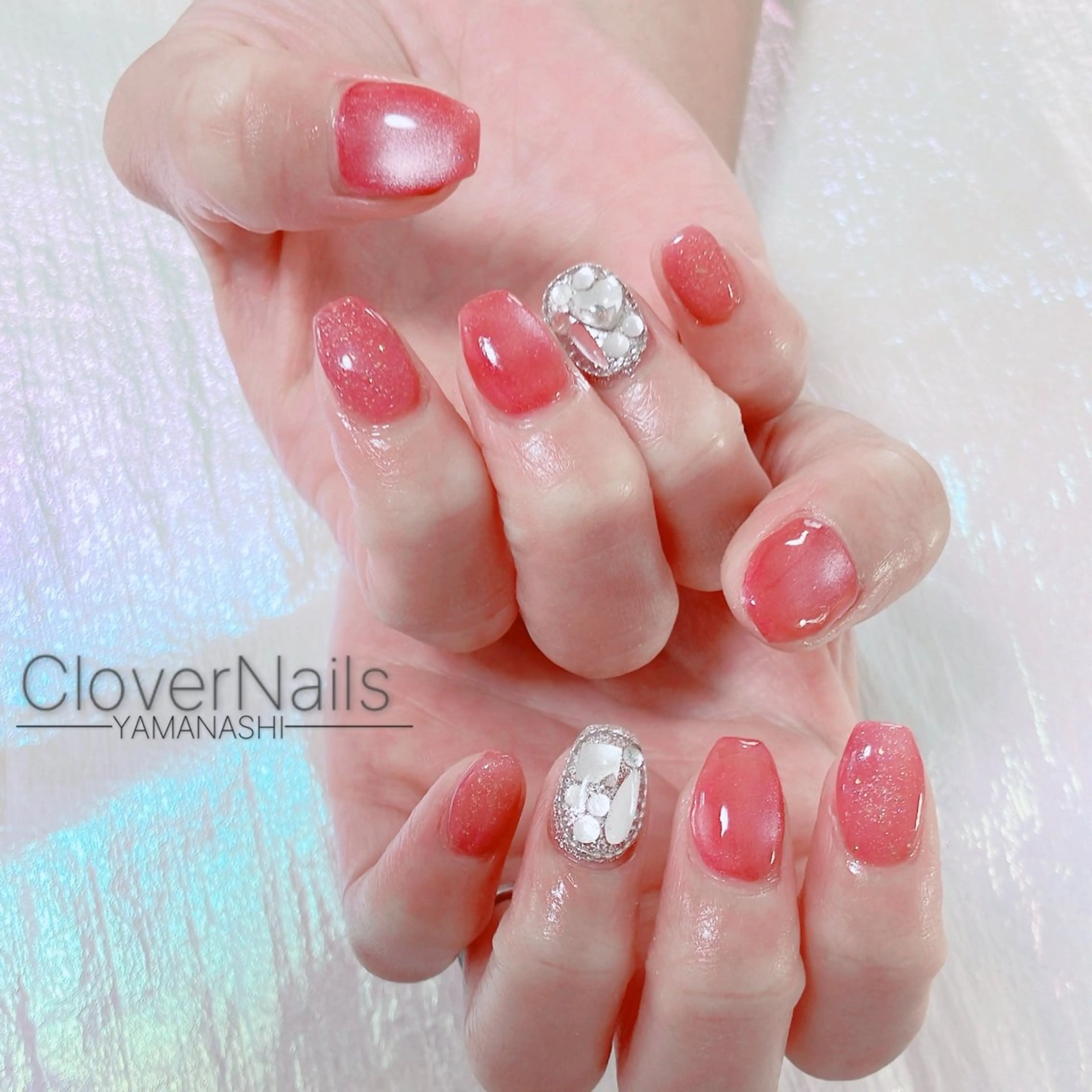 ネイル ラメ(グリッター) マグネットネイル 持ち込み ストーンネイル ハンドネイル 自宅ネイルサロン クロバーネイルのネイルデザイン