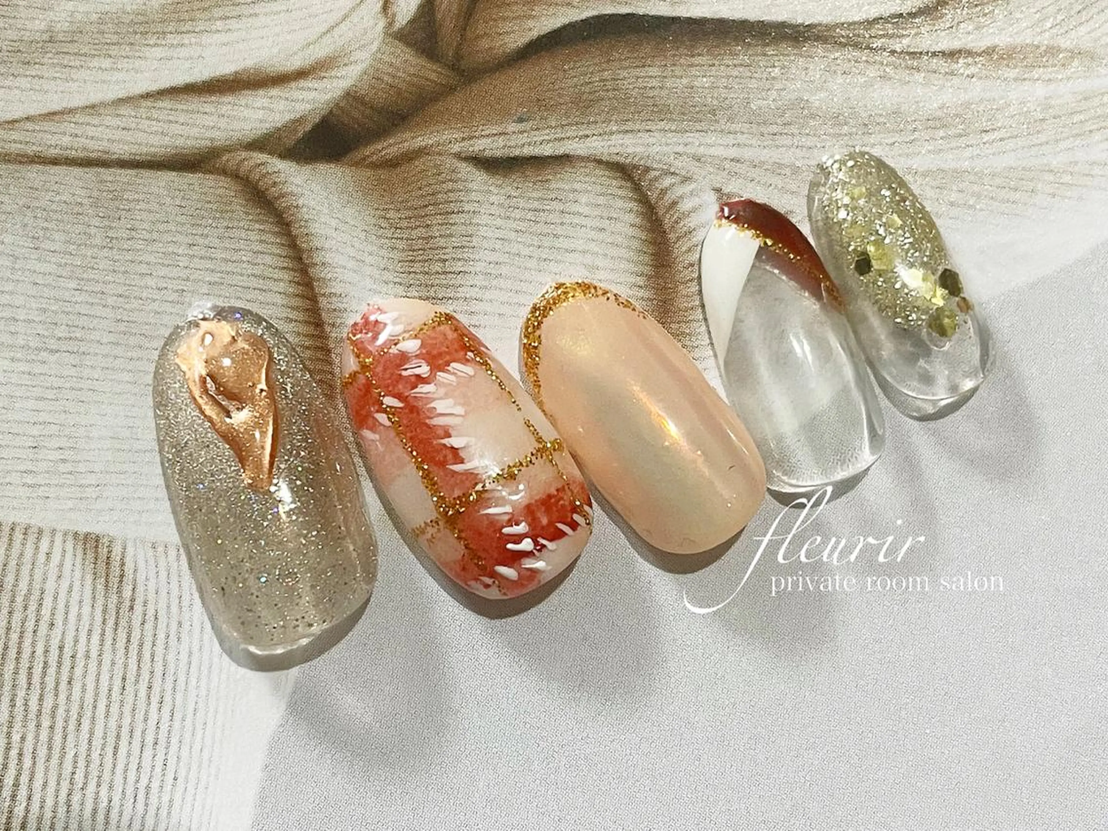 ネイル アートネイル オーロラネイル 長さ出し フレンチネイル ジェルネイル フルリール 【プライベートサロンのネイルデザイン