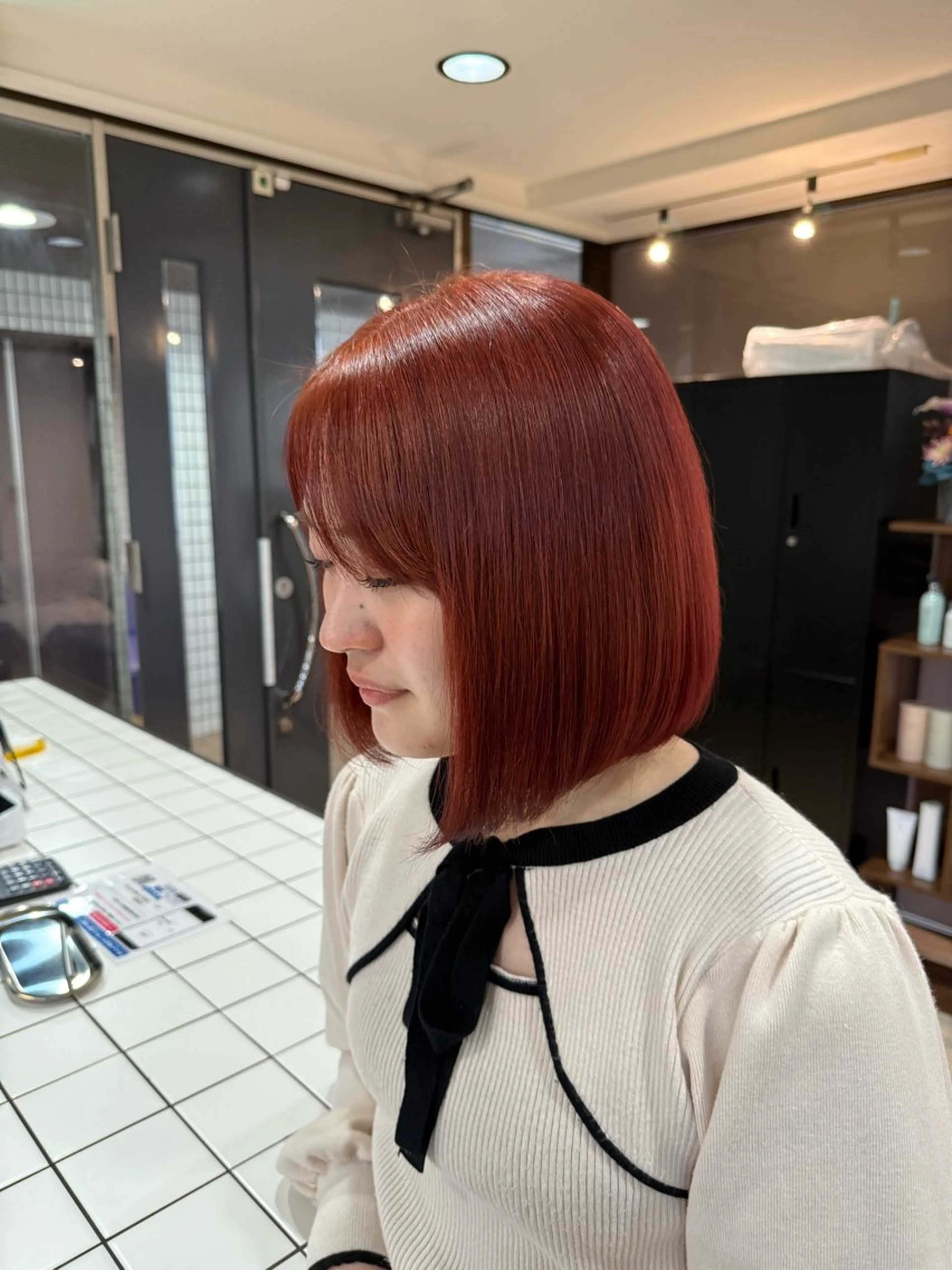 ミディアム カラー レッドカラー ヘアカラー 宮嶋 蓮のヘアスタイル