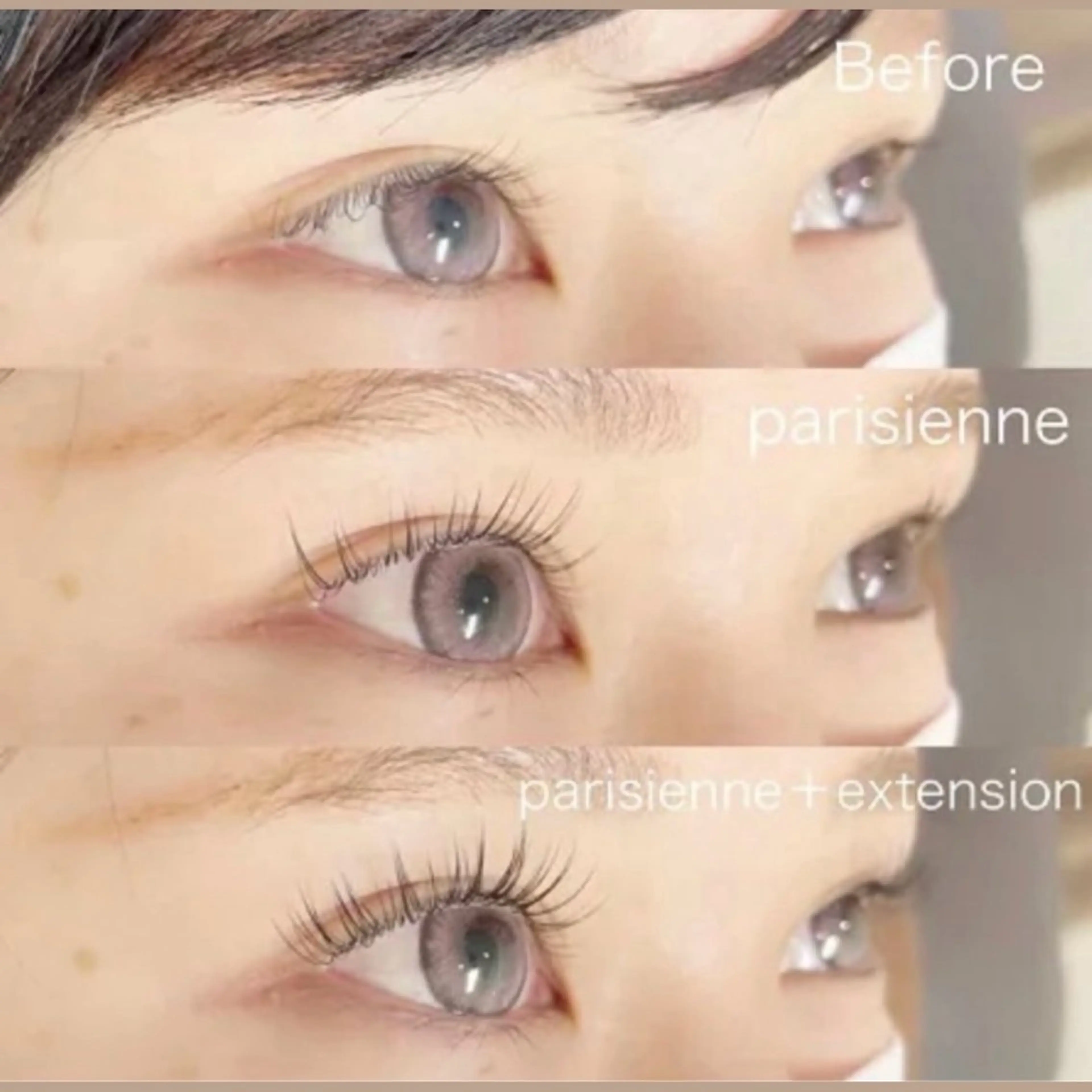 🌸パリエク➡️パリジェンヌラッシュリフト＋フラットラシュト100本7600円.パリジェンヌだけでもの足りない方にお勧めの写真
