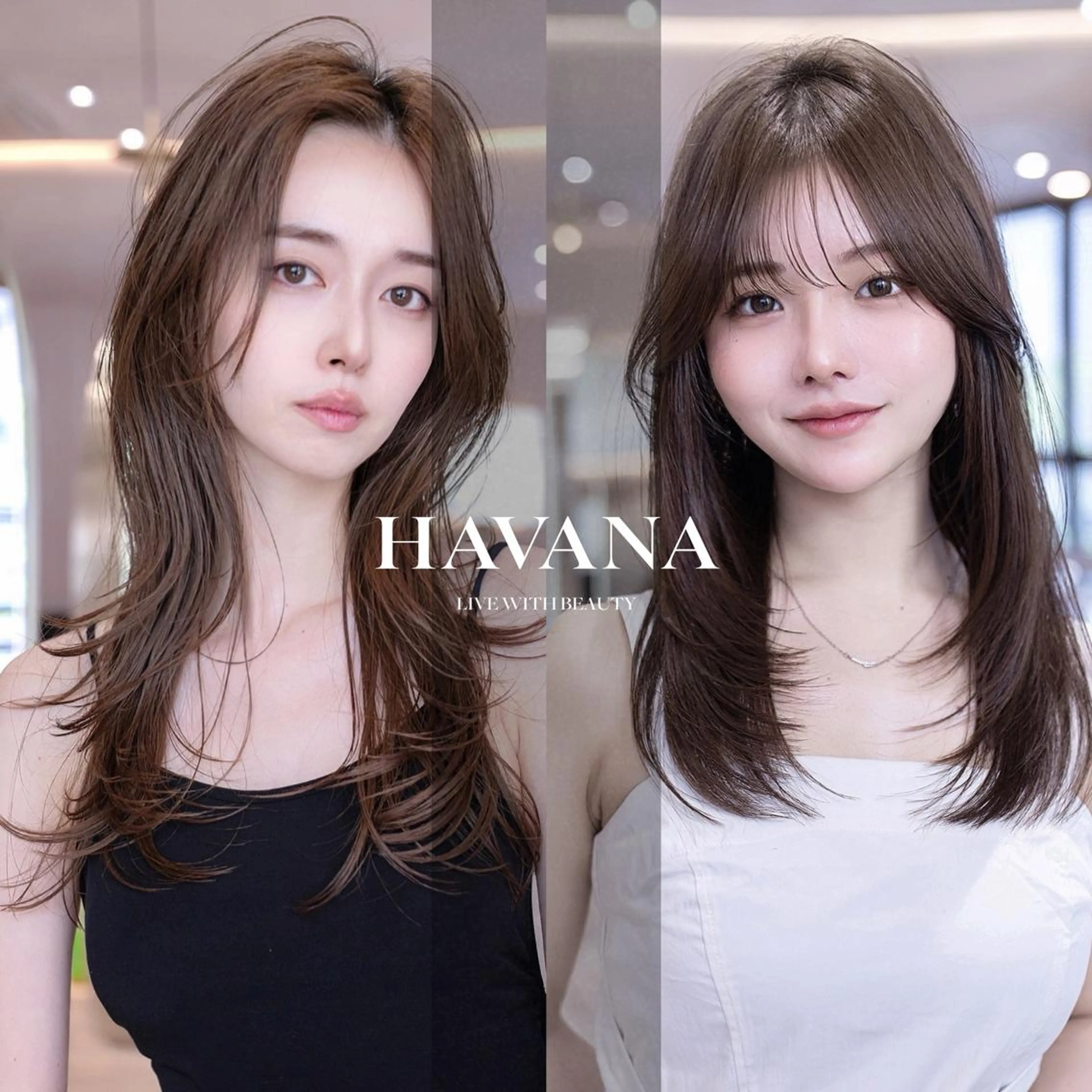 セミロング カラー ヘアカラー トリートメント １HAVANA.渋谷 【レイヤー/韓国】のヘアスタイル