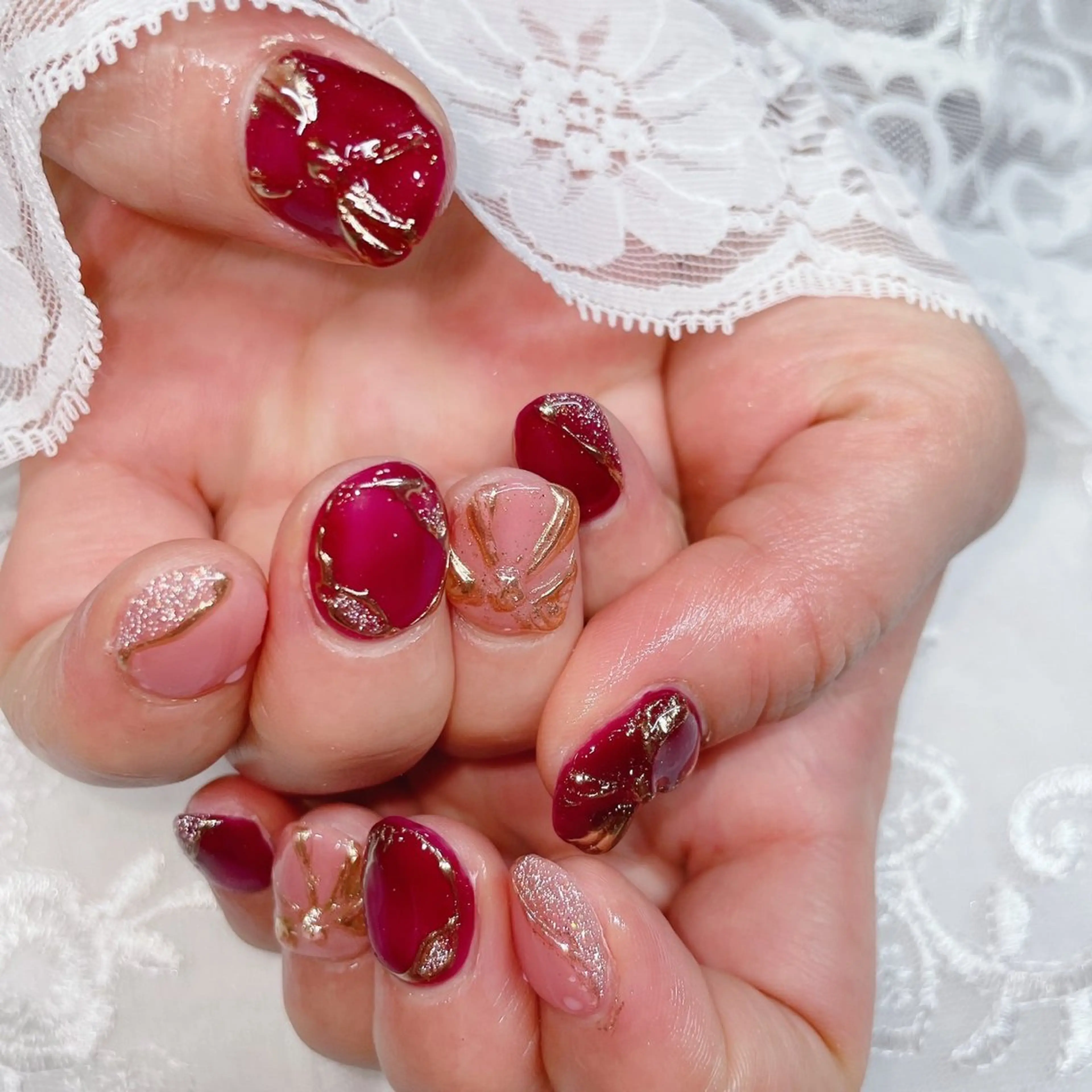 ショート ハンドネイル ハンドケア 💜MIYA nail川崎店のネイルデザイン