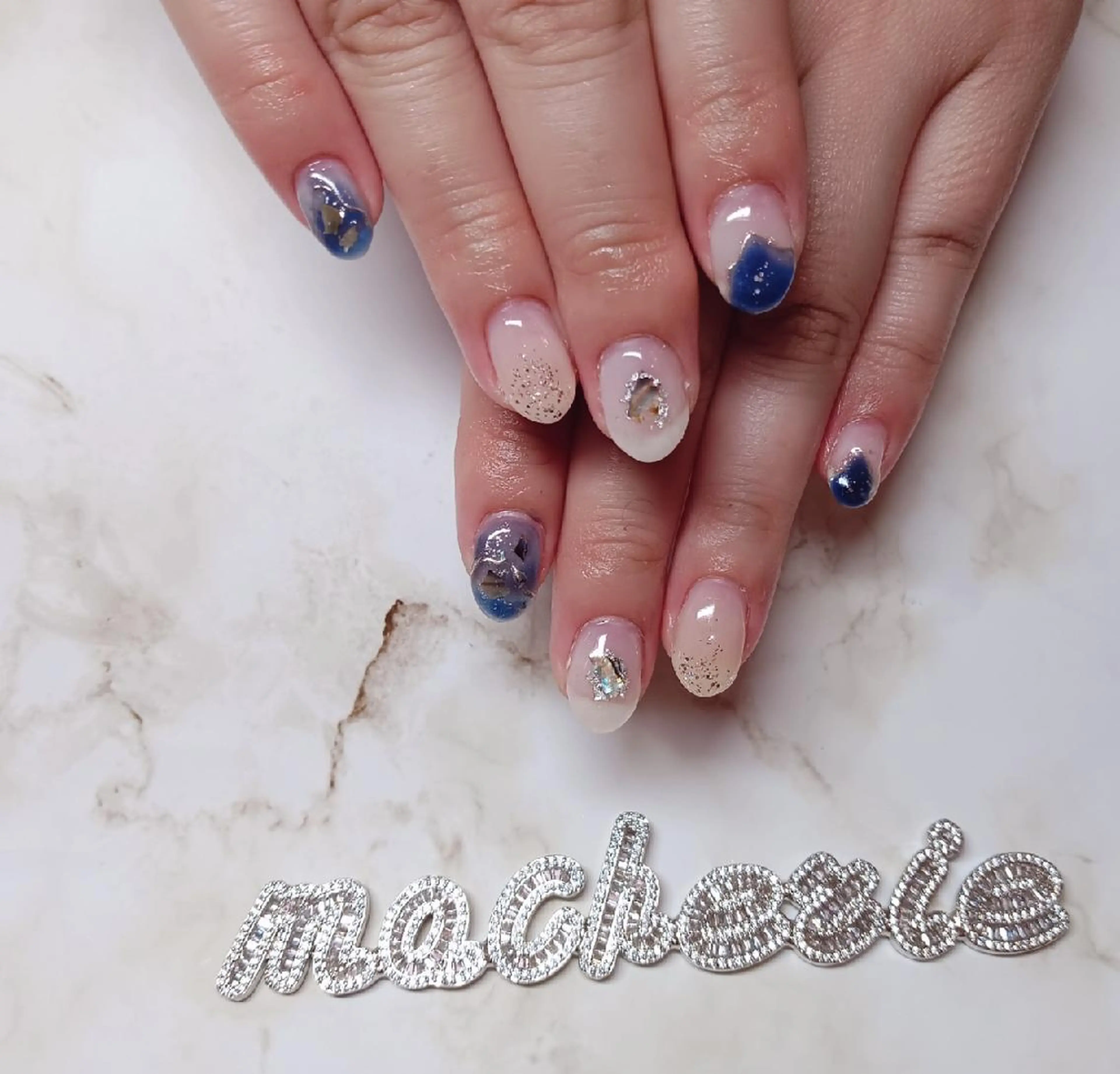 ネイル ネイビー ニュアンスネイル ハンドネイル Nail Salon macherieのネイルデザイン
