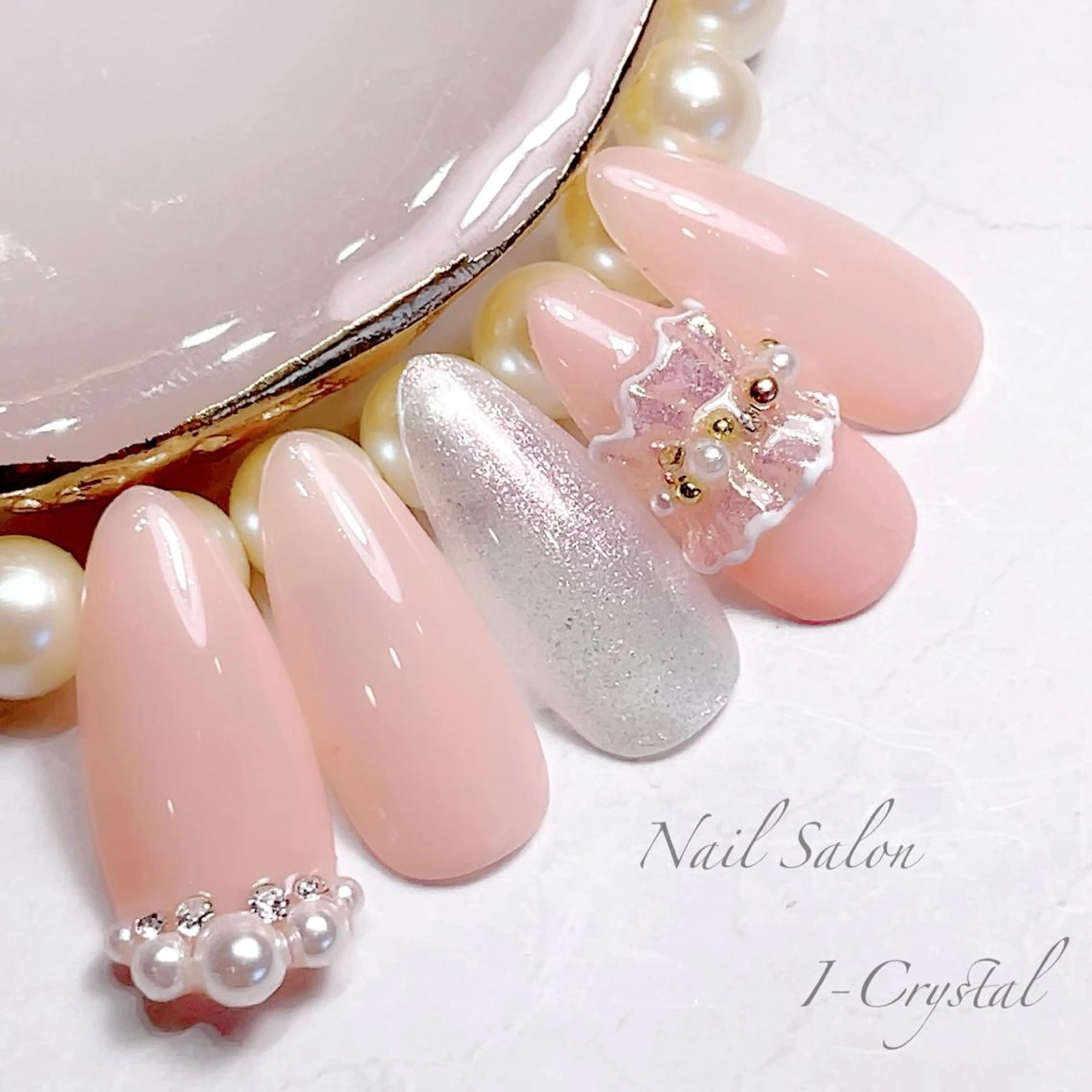 ネイル 持ち込み 春ネイル ストーンネイル NailSalon  I-Crystal所属・中村 郁美のネイルデザイン