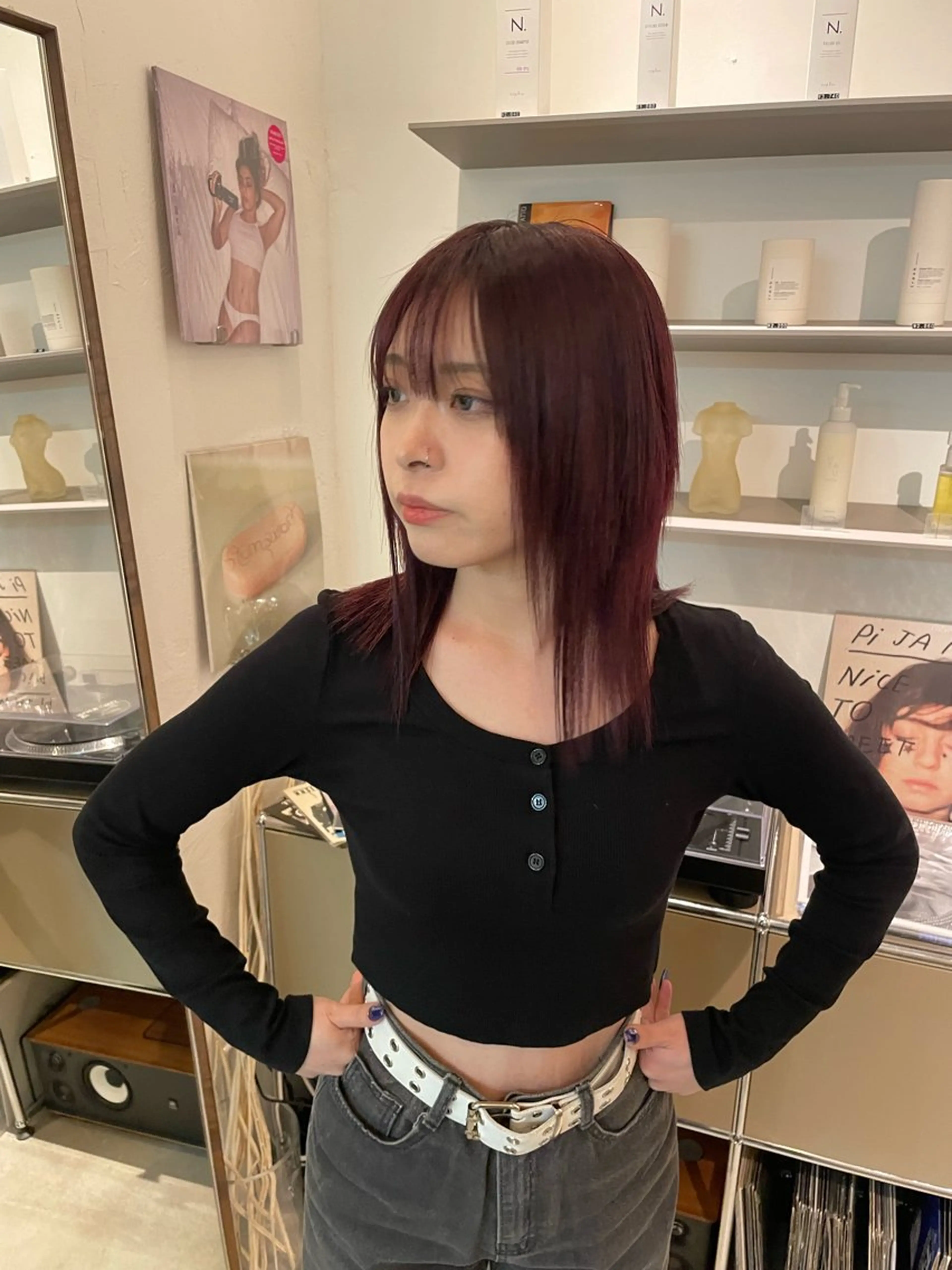 カラー レッドカラー HITOMI 福岡パーマのヘアスタイル