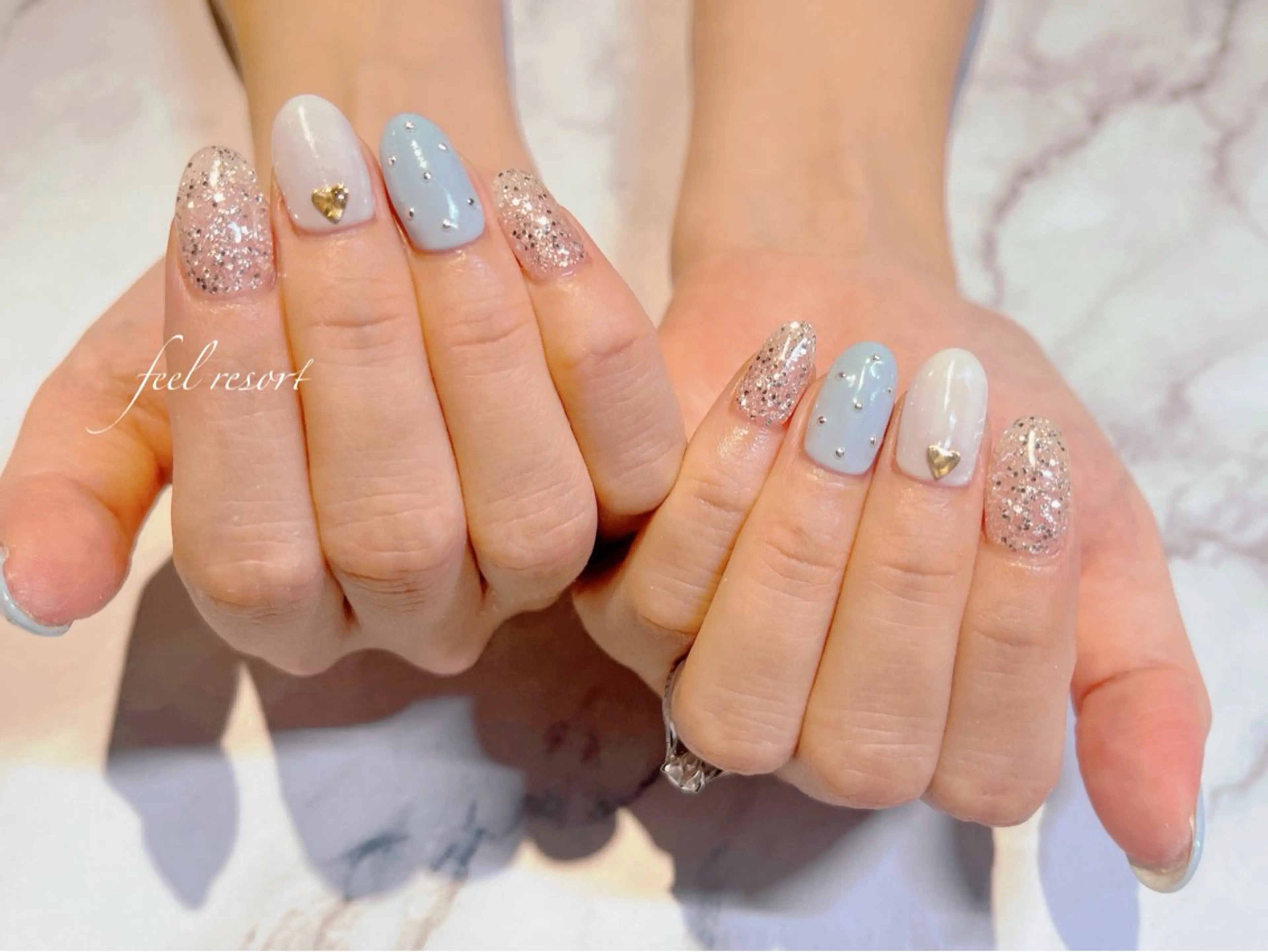 ネイル 長さ出し フットネイル フレンチネイル ジェルネイル ガラスフレンチ ハンドネイル Lien（リアン） 銀座駅6分のネイルデザイン