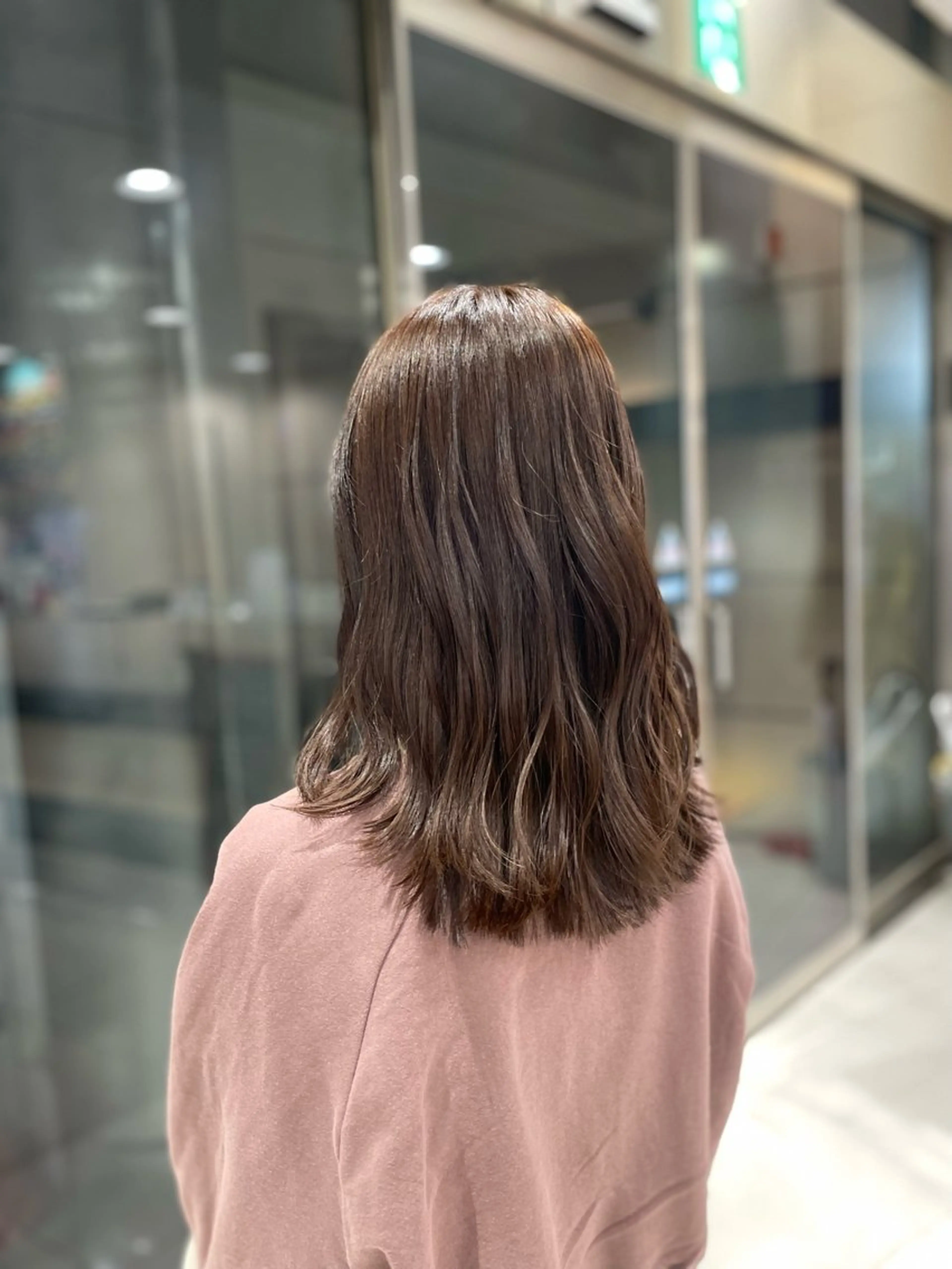 セミロング カラー ブラウンカラー ヘアカラー クロスパーマ/うる艶 カラー/Kurumiのヘアスタイル