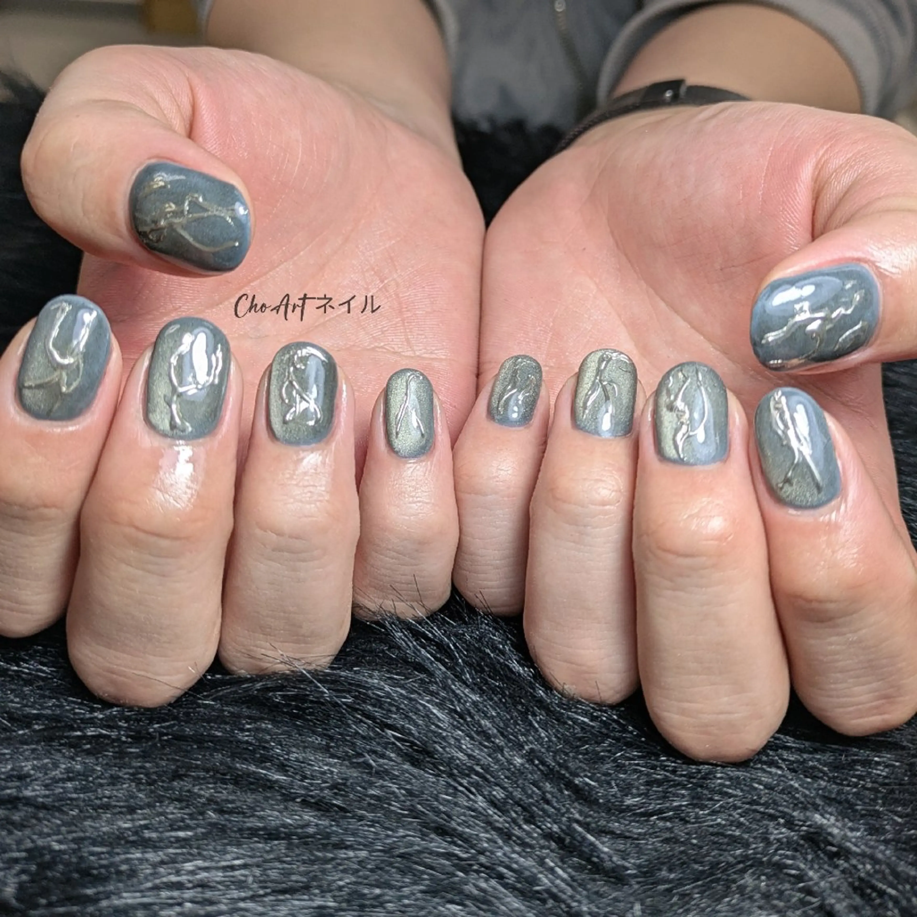 ネイル アートネイル ジェルネイル ラメ(グリッター) マグネットネイル メンズネイル Cho Artネイル所属・ronronne .のネイルデザイン