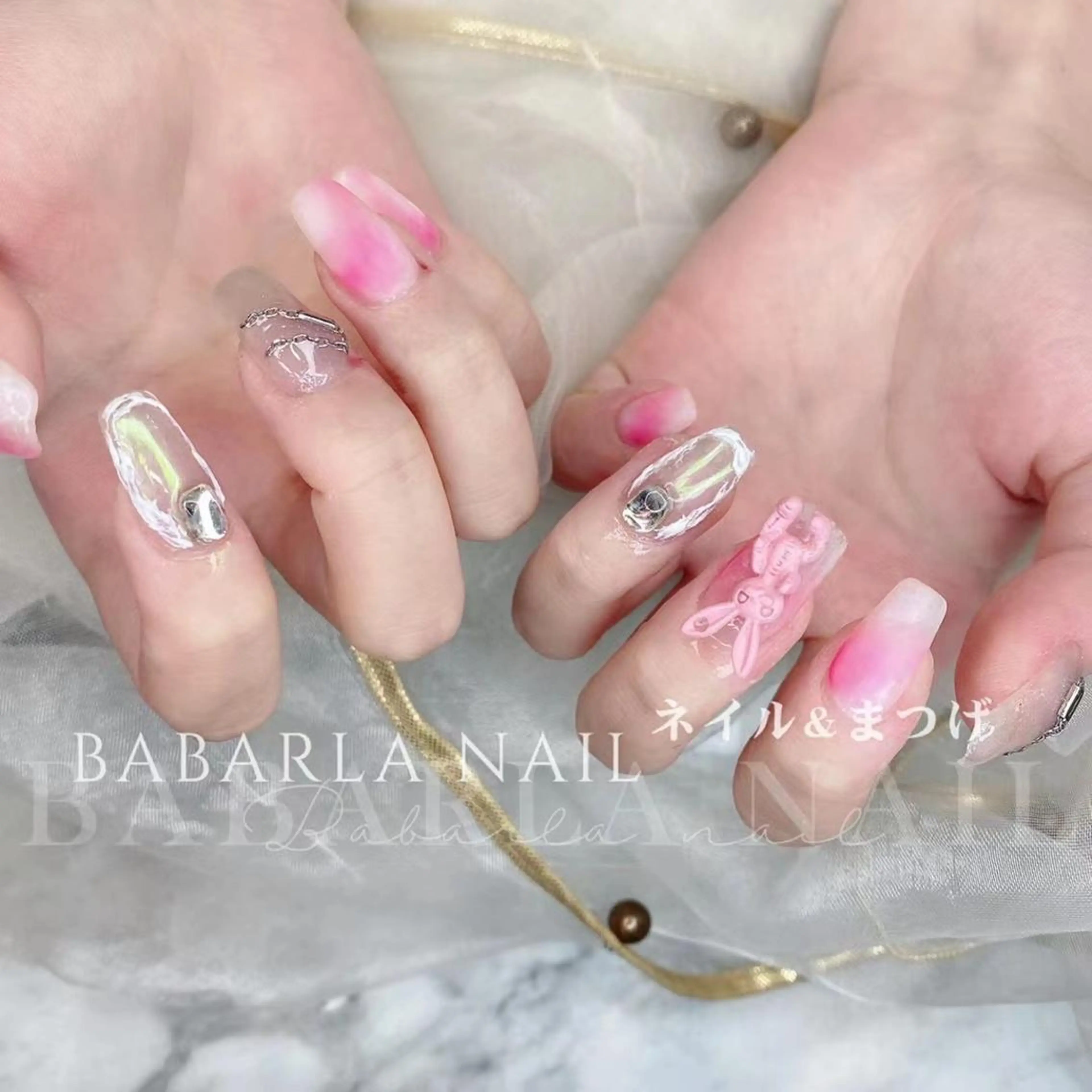 ネイル オーロラネイル ピンク Babarla nailのネイルデザイン