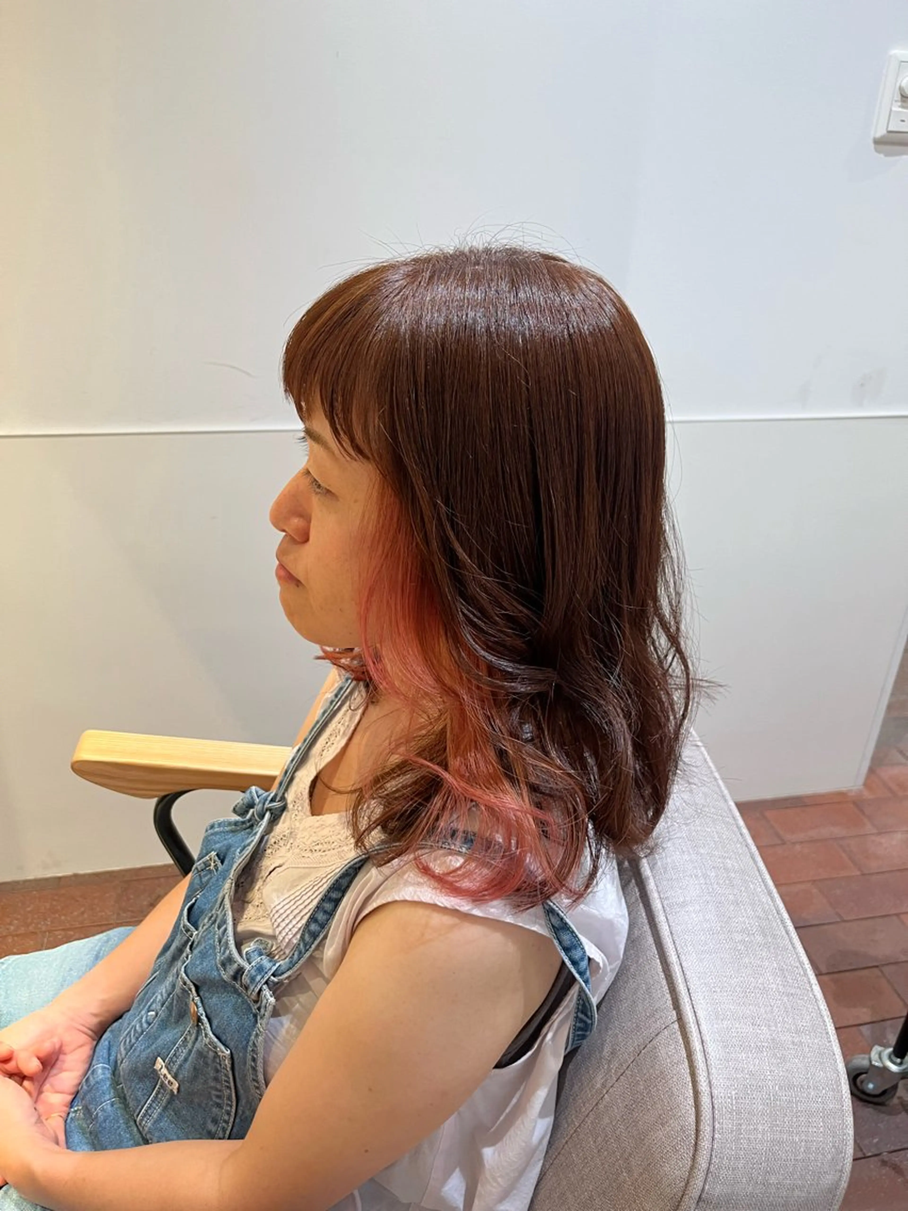 セミロング カラー ブリーチ ピンクカラー ヘアカラー ショート/ミニボブ マンツーマン/マユコのヘアスタイル