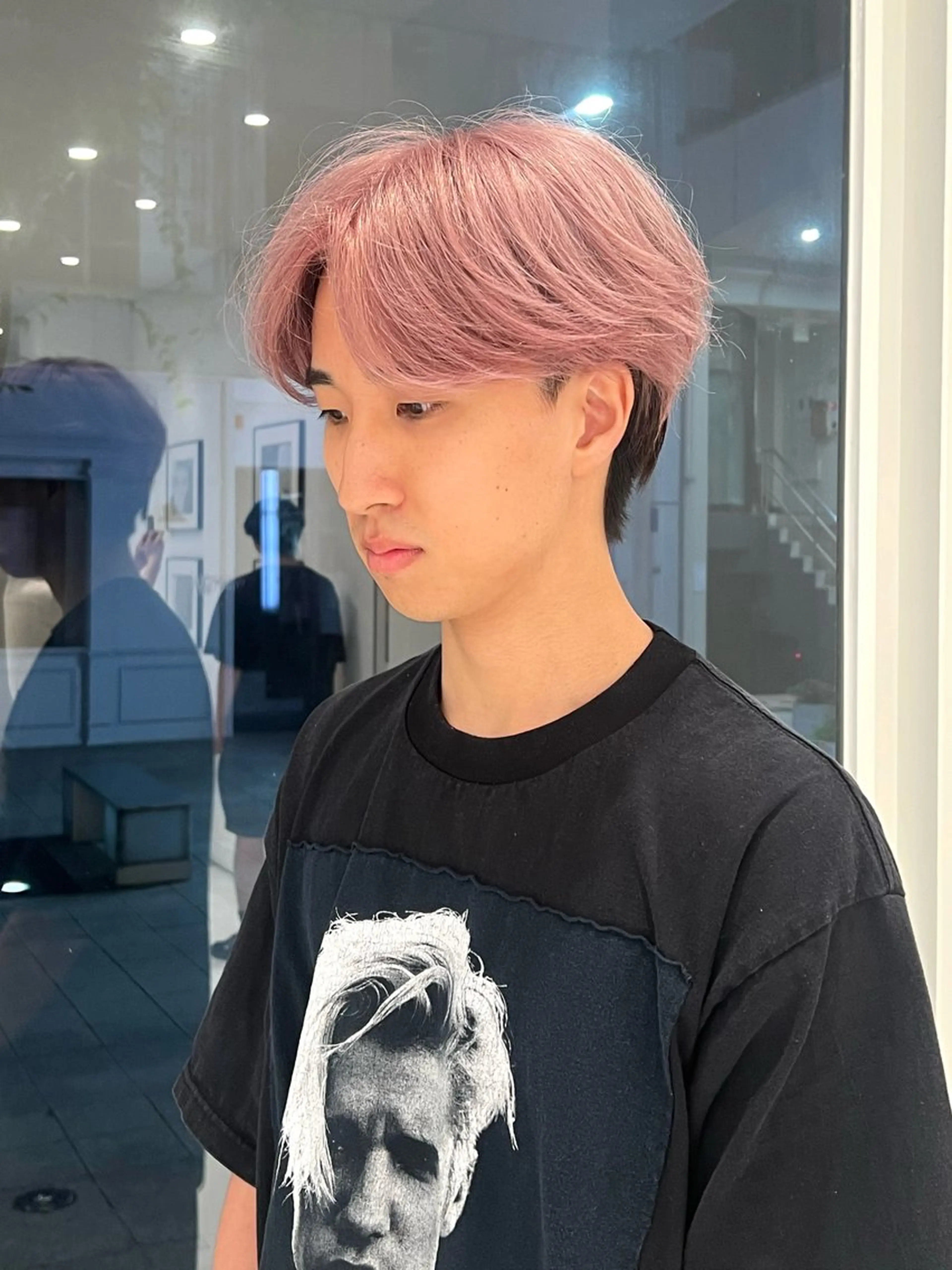 ミディアム カラー メンズ メンズブリーチ ベージュカラー ブリーチ ピンクカラー ピンクベージュ ヘアカラー BOB men's  金沢所属・BOB men's KIRAのヘアスタイル