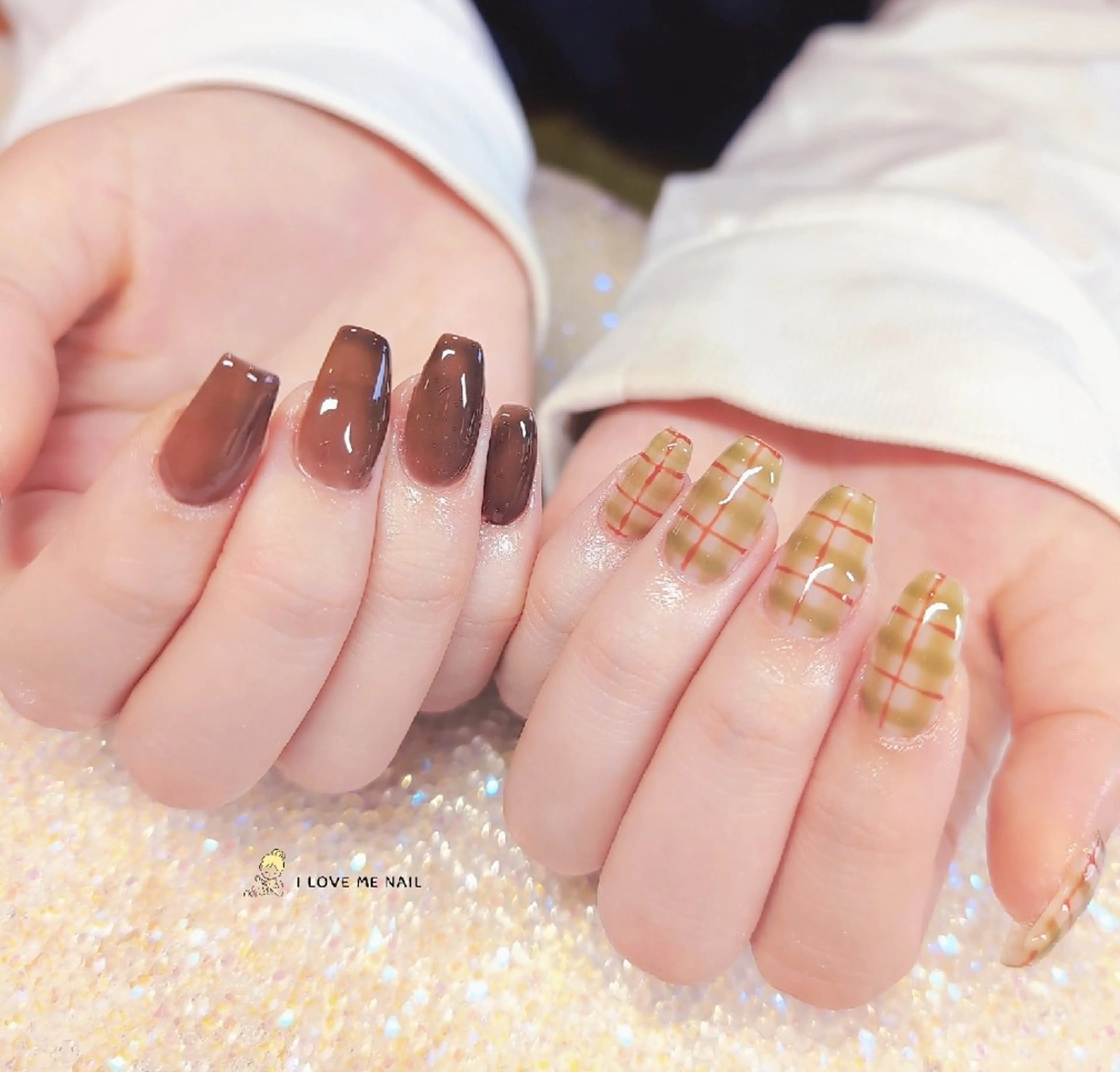 ネイル 長さ出し ハート 韓国ネイル マグネットネイル ニュアンスネイル I LOVE ME  NAIL.｡.:*♡のネイルデザイン