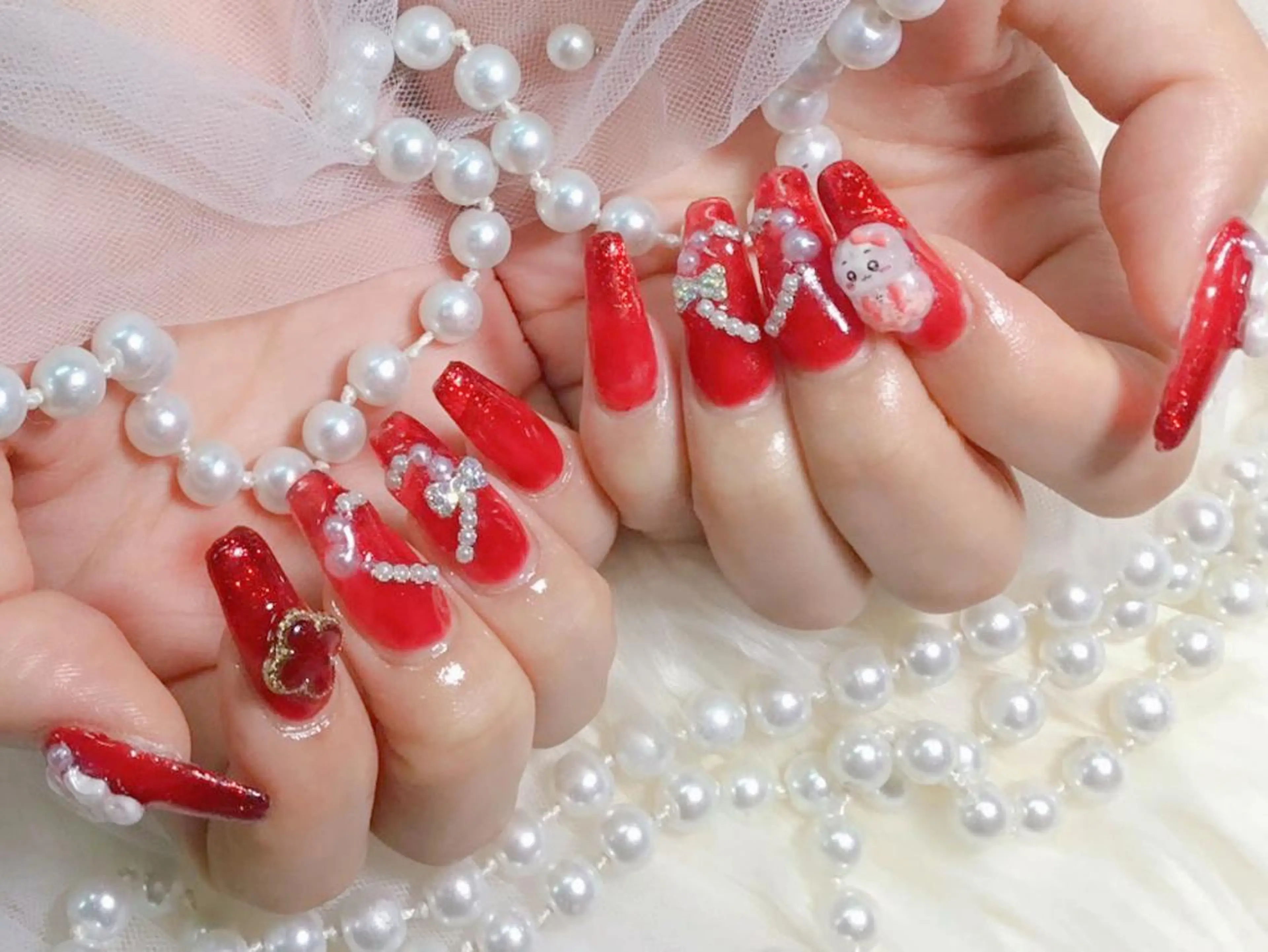 ネイル アートネイル ジェルネイル グラデーション 韓国ネイル ラメ(グリッター) Hanaai Salon新大久保店のネイルデザイン