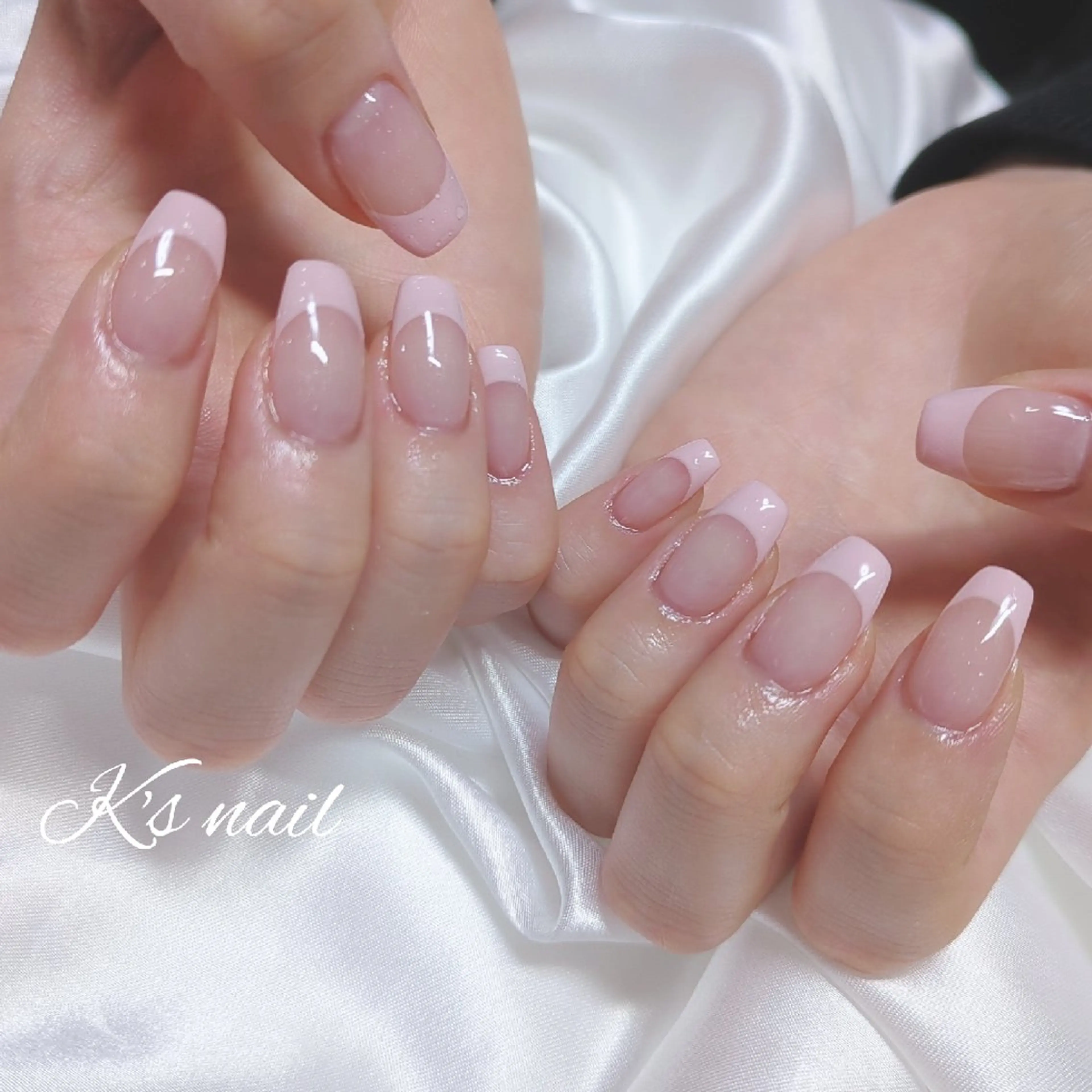 ネイル フレンチネイル オフィスネイル ピンク 春ネイル ハンドネイル K's nail kotoeのネイルデザイン