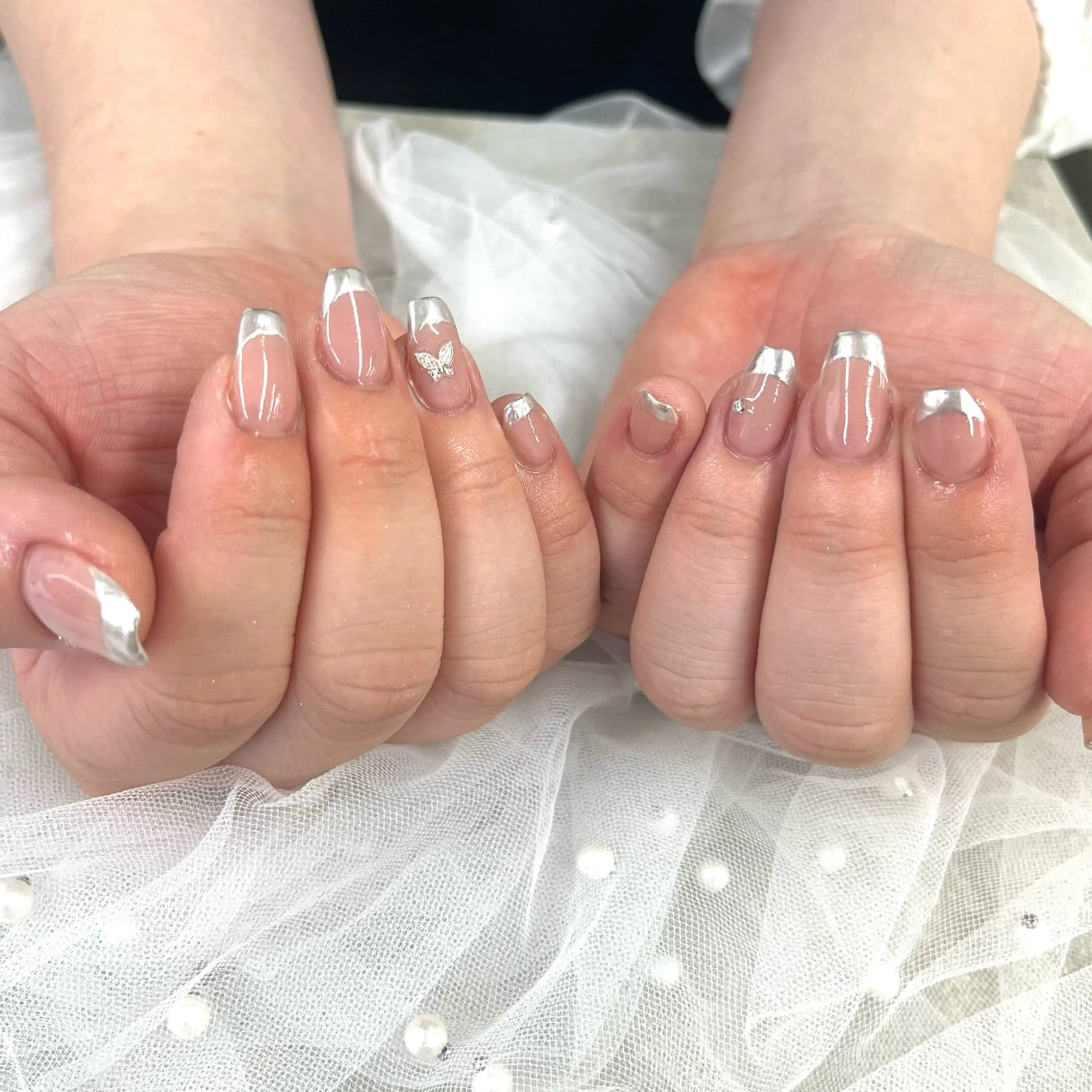 ネイル フレンチネイル ゴージャス ミラーネイル ハンドネイル Basic町田本店 Miraiのネイルデザイン
