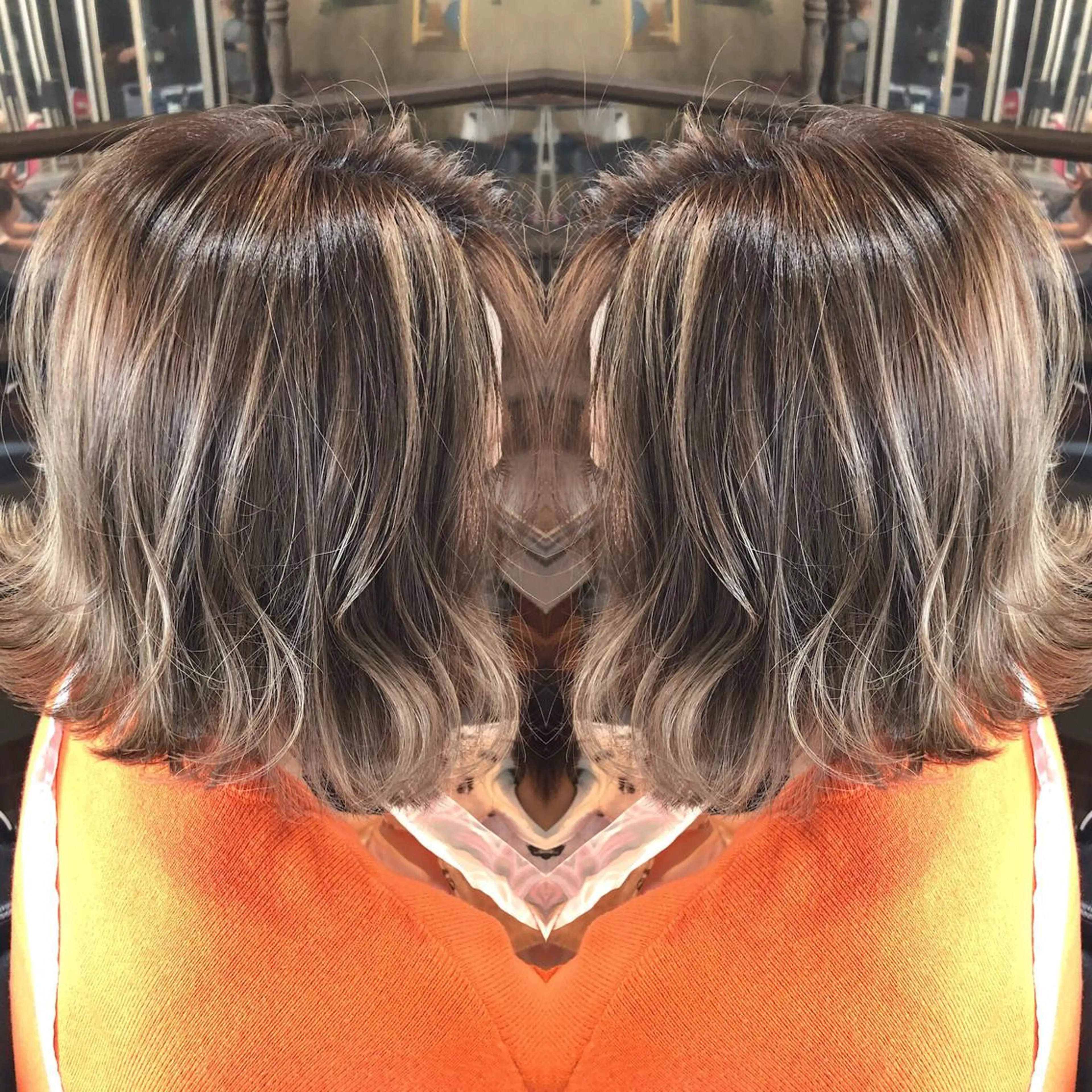 ミディアム カラー ハイライトカラー ハイライト 吉本 yoshimotoのヘアスタイル