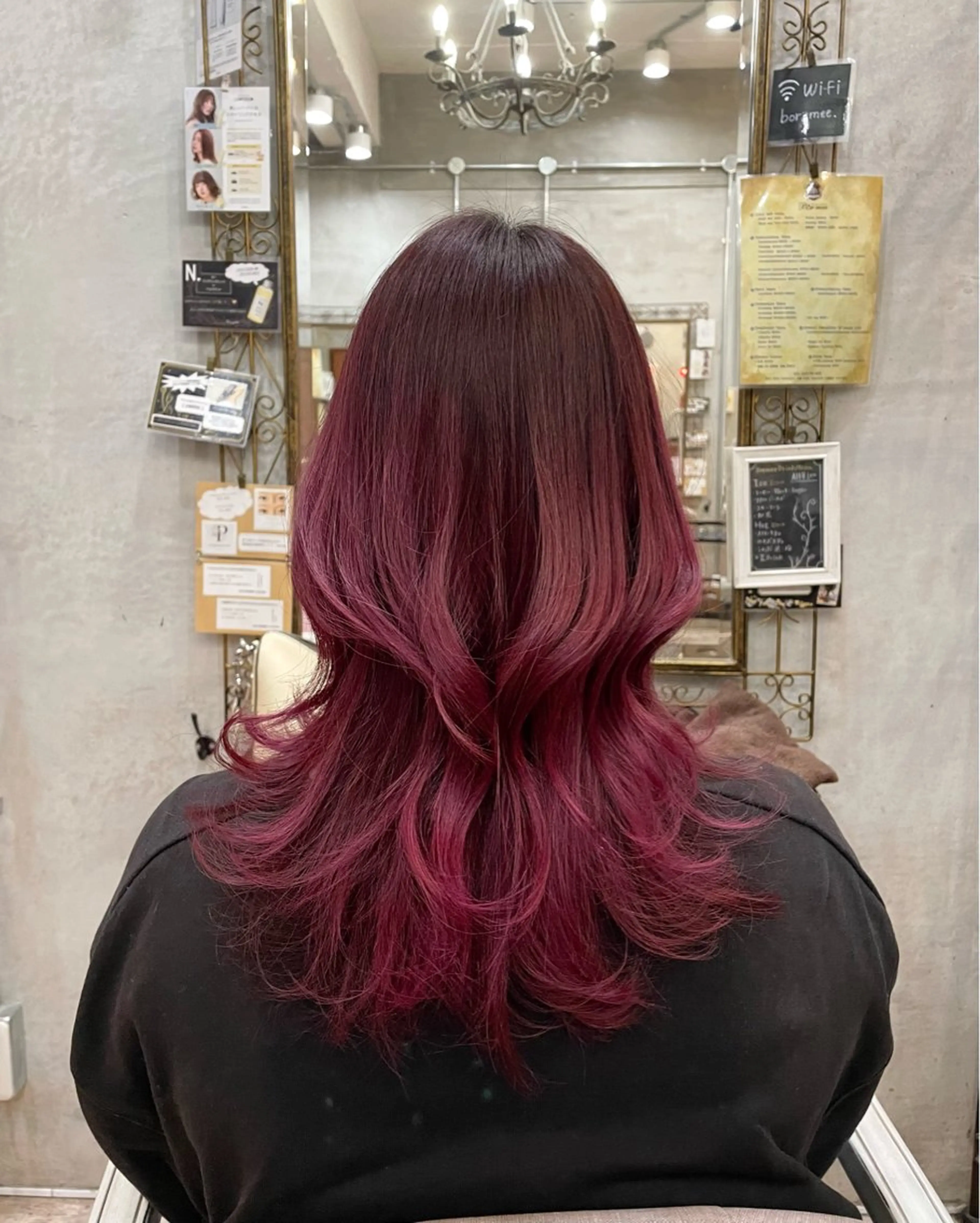 セミロング ヘアカラー 【ピンク/韓国ヘア/ ヘアセット】亜海のヘアスタイル