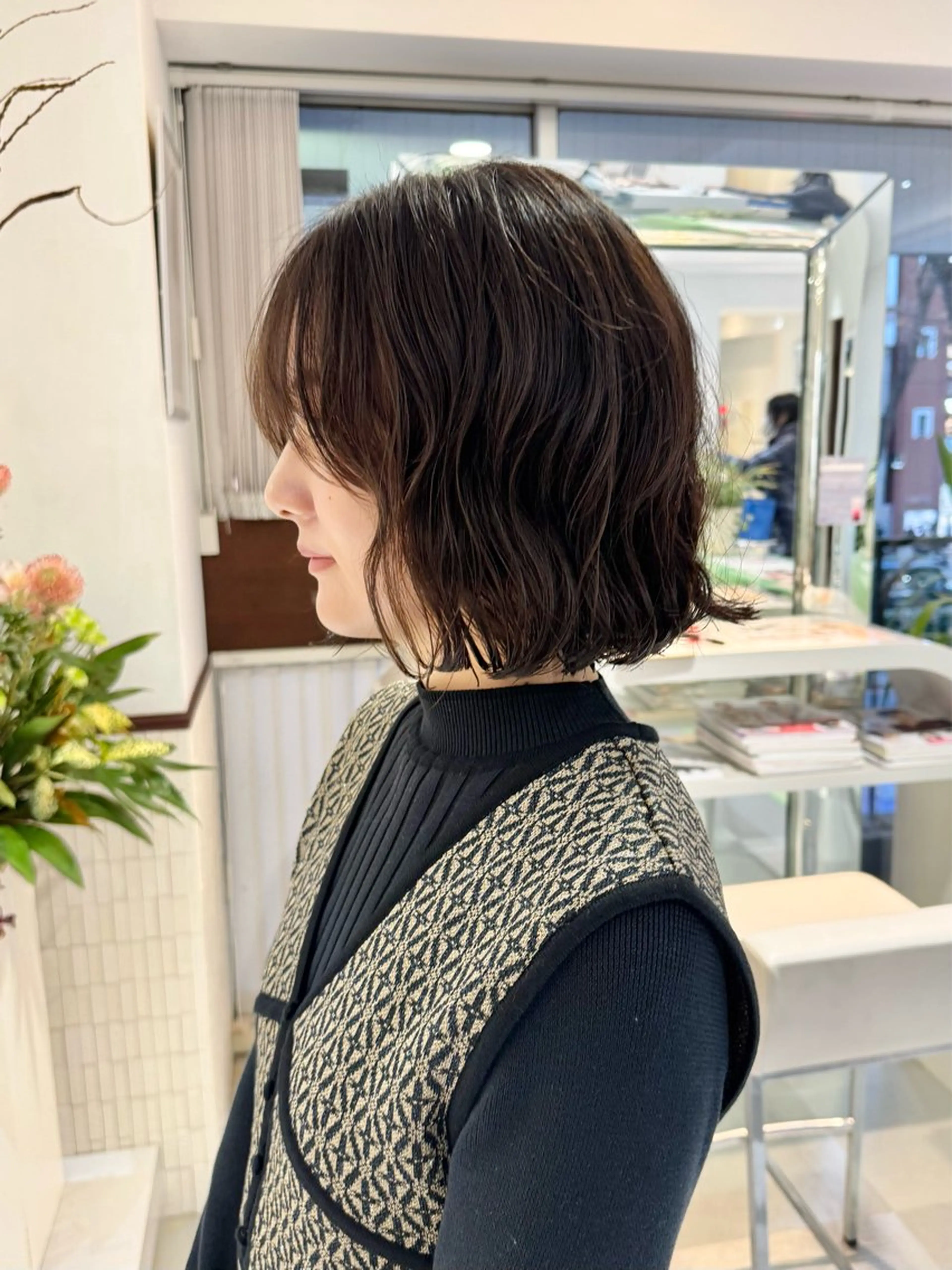 ミディアム パーマ ミディアムパーマ ボブ ニュアンスパーマ カット パーマ トリートメント ZENKO表参道店所属・デジタルパーマ 🌀ボブ　萩原　龍のヘアスタイル