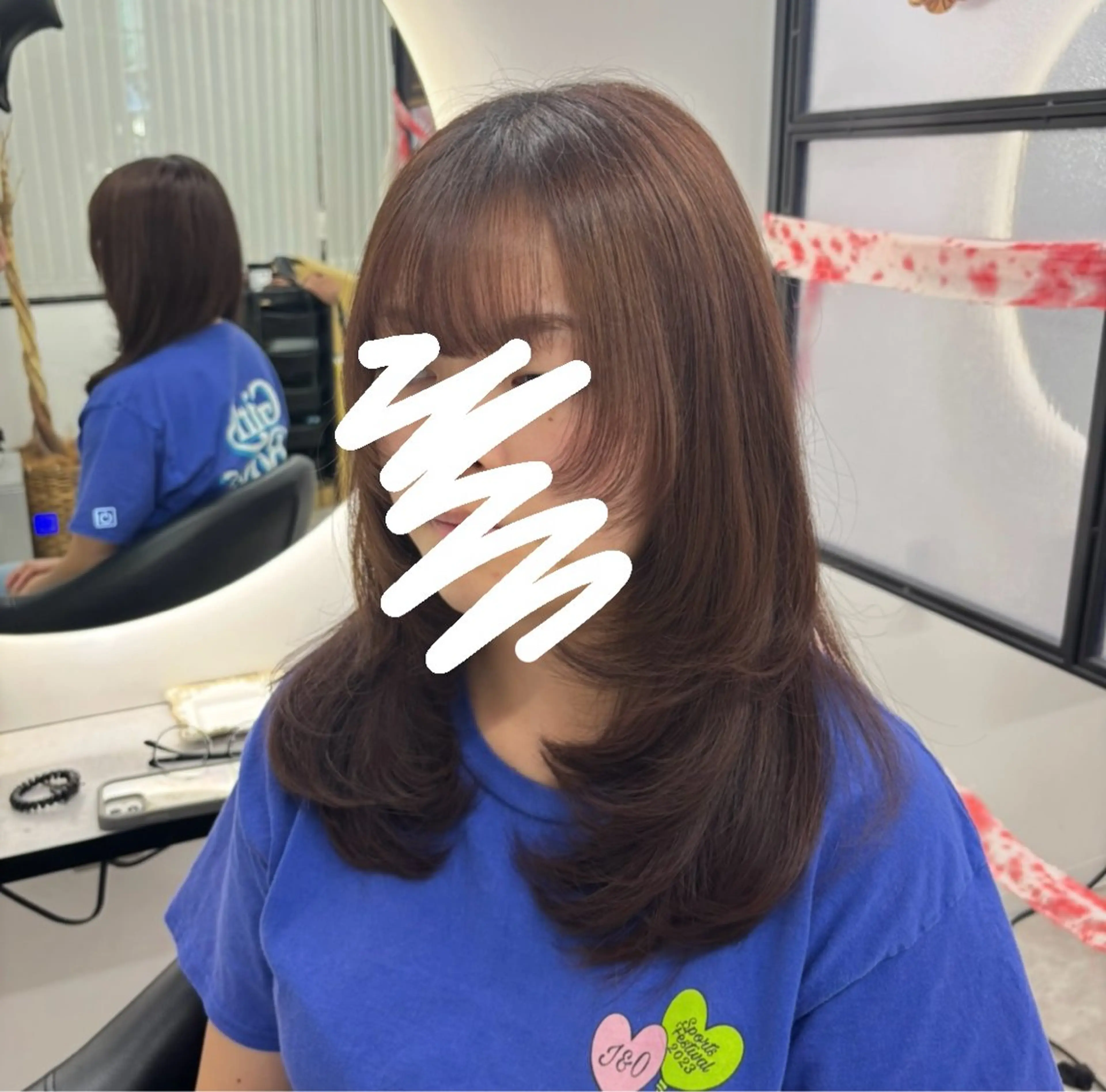 ロング カット Ren. 🦋デザインカラーのヘアスタイル