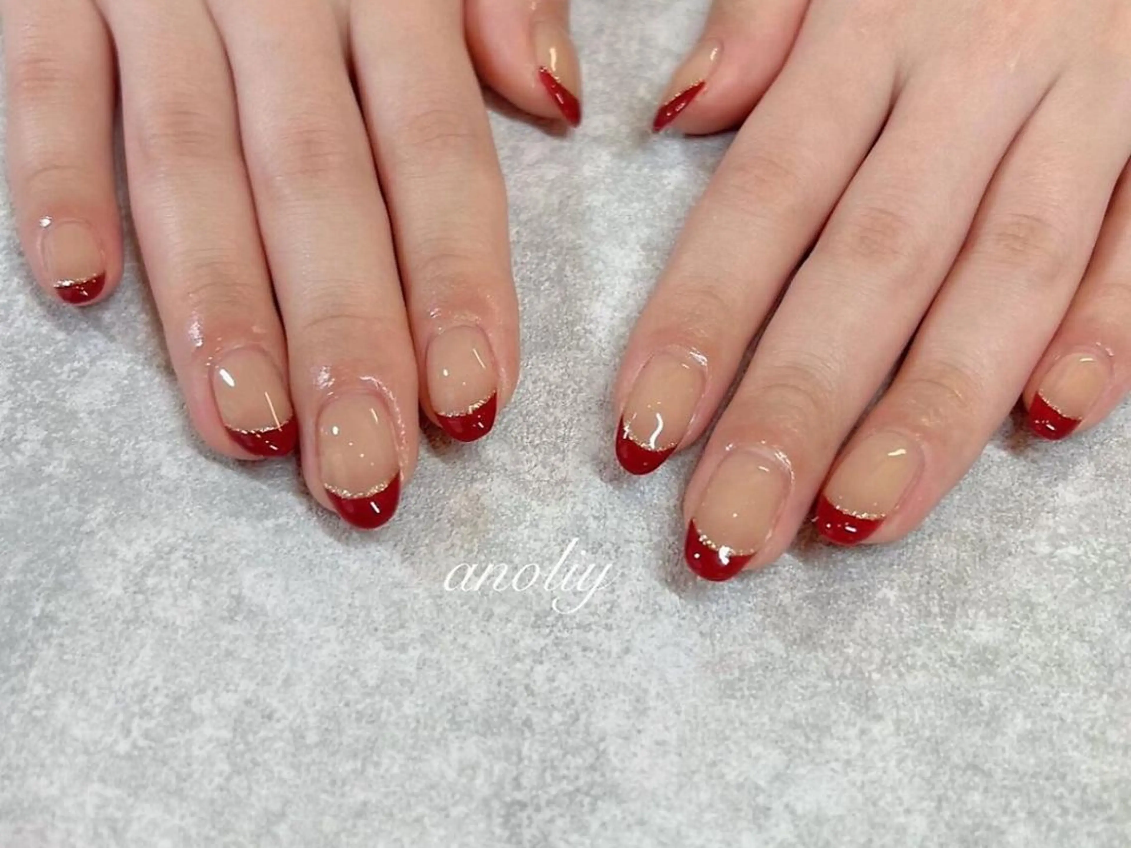 【HAND】フレンチネイルオフあり（クリアベース）の写真