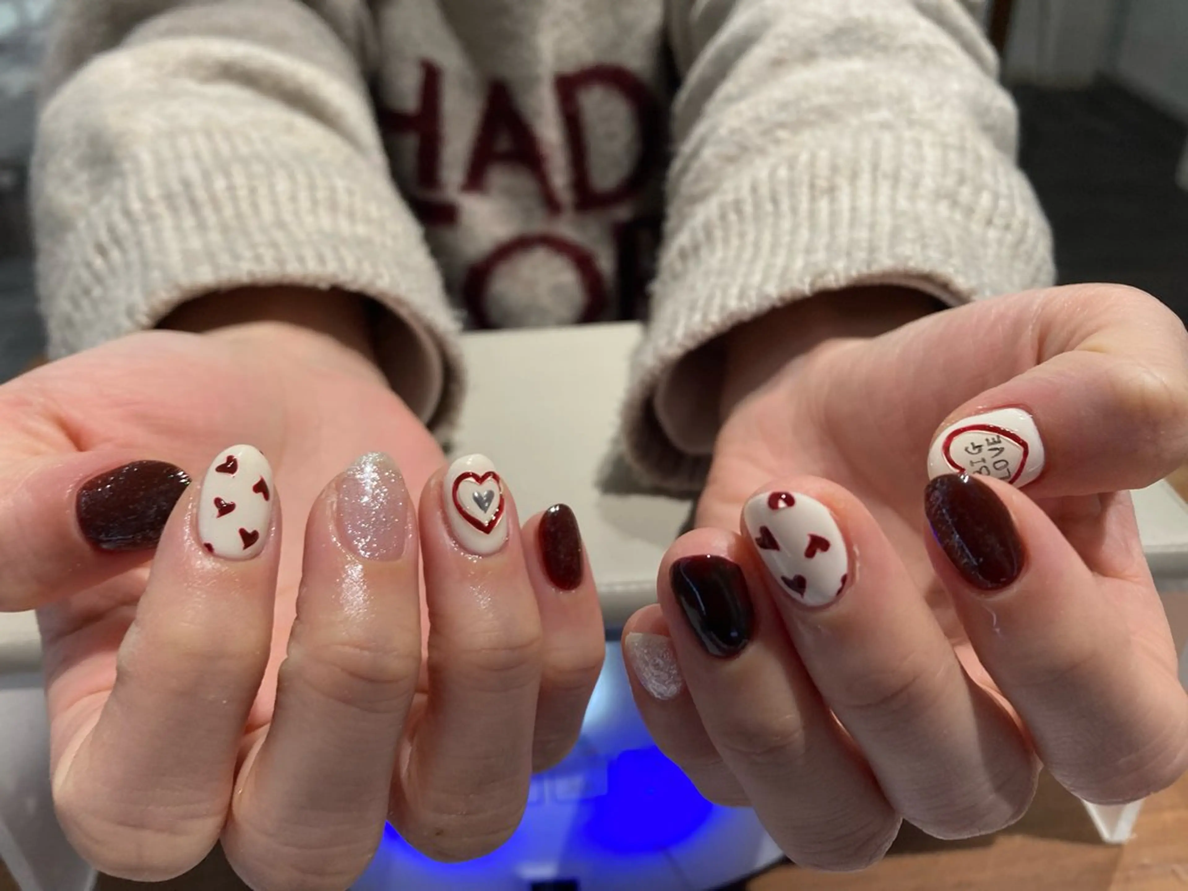 ネイル ボルドー ハート Yarm As Etelのネイルデザイン
