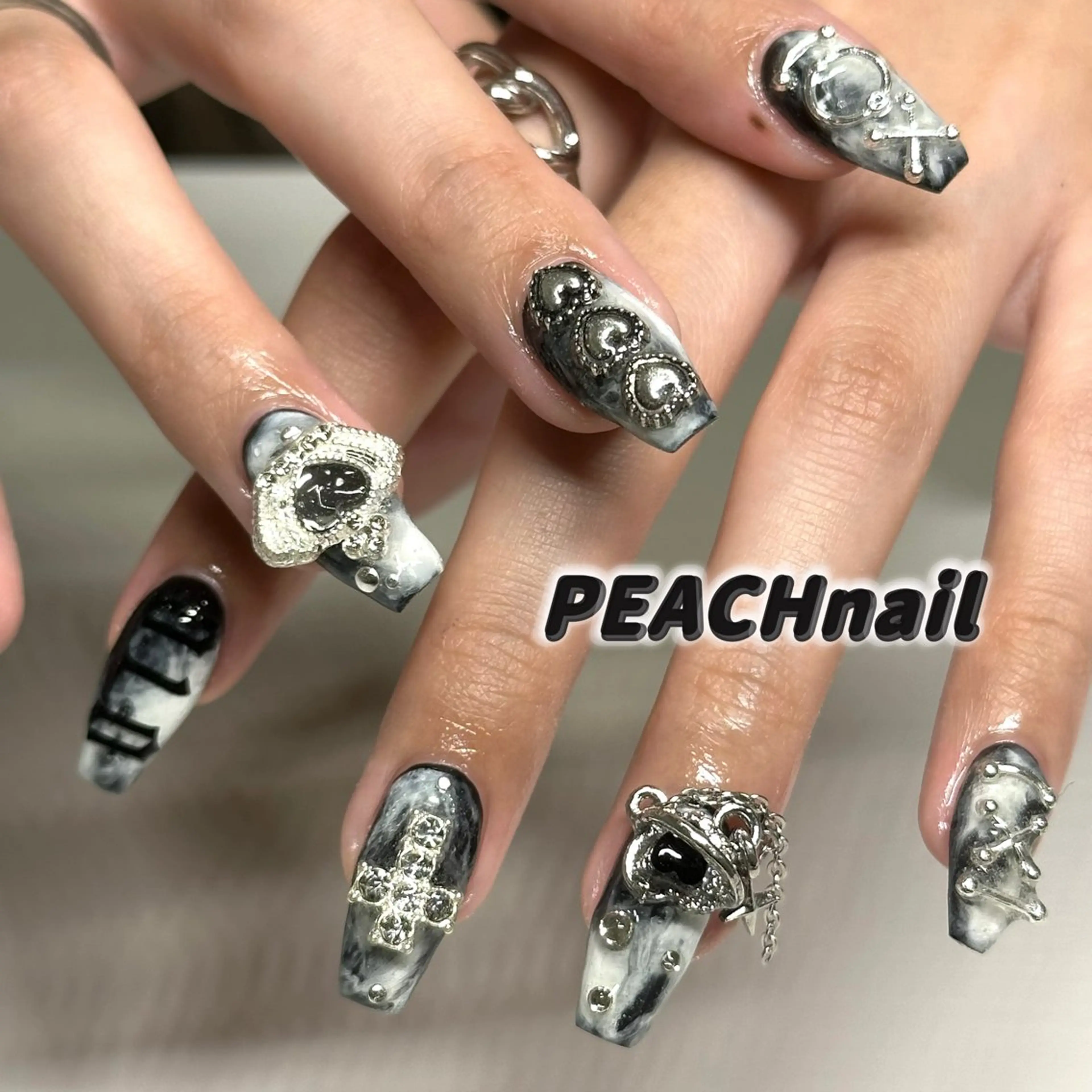 ネイル 大理石ネイル(マーブル) ニュアンスネイル PEACH nailのネイルデザイン