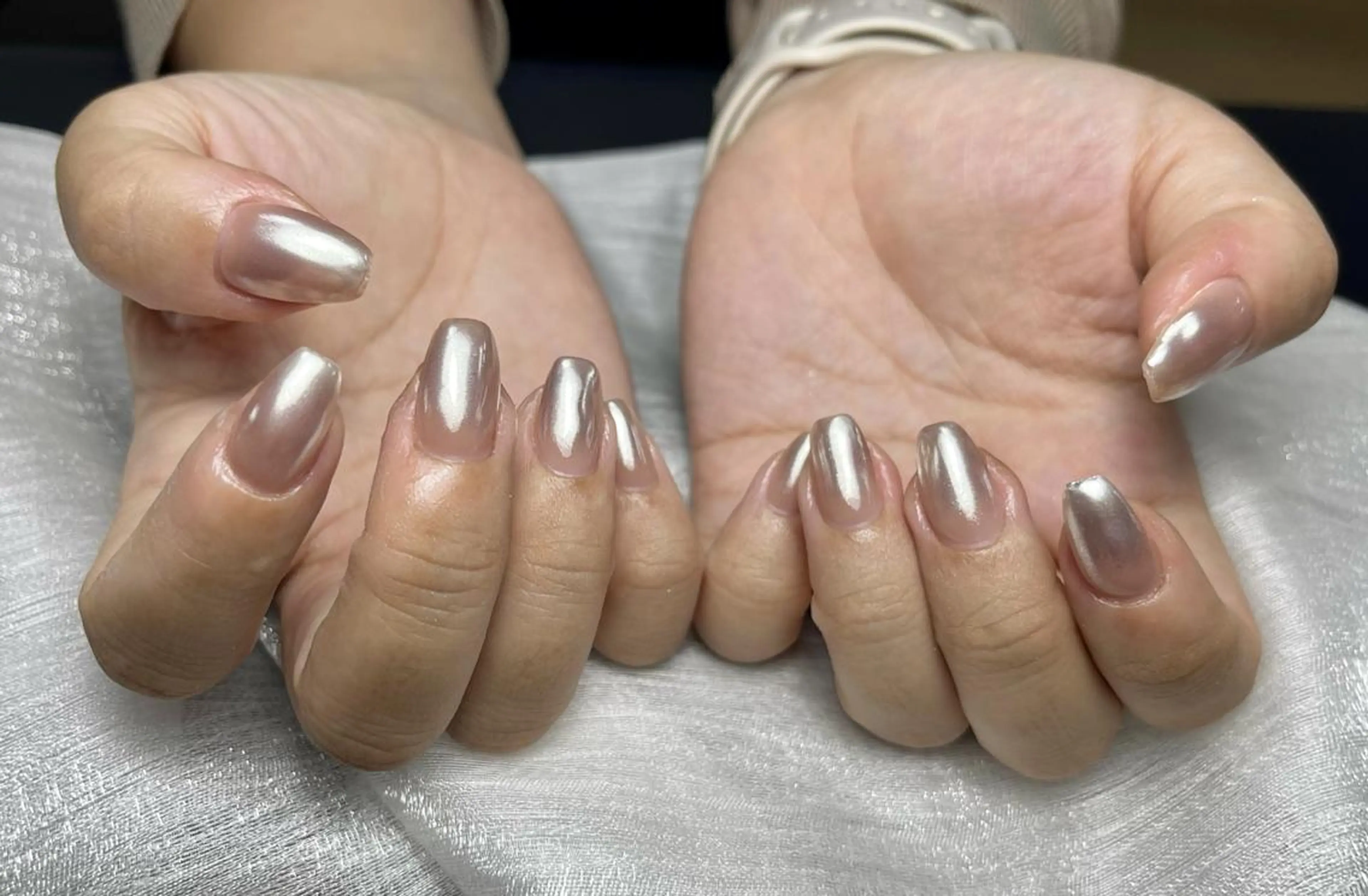 🤗ミラーフレンチ/ミラーグラデーション❤︎ソフトジェルオフ無料❤︎の写真