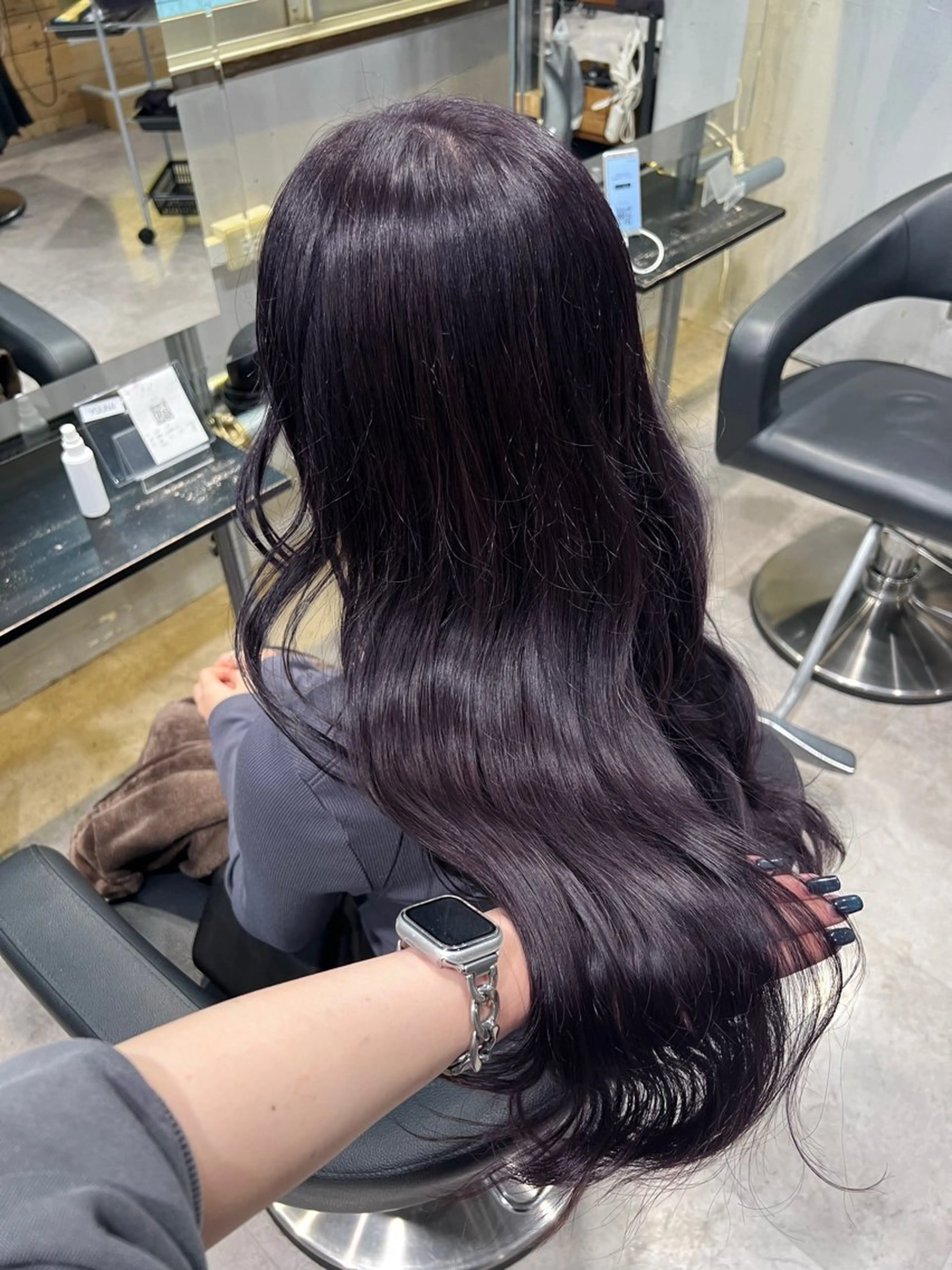 ロング カラー 透明感カラー ヘアカラー 暗髪🩶ラベンダー/ ブルー/ユウナ🤍のヘアスタイル