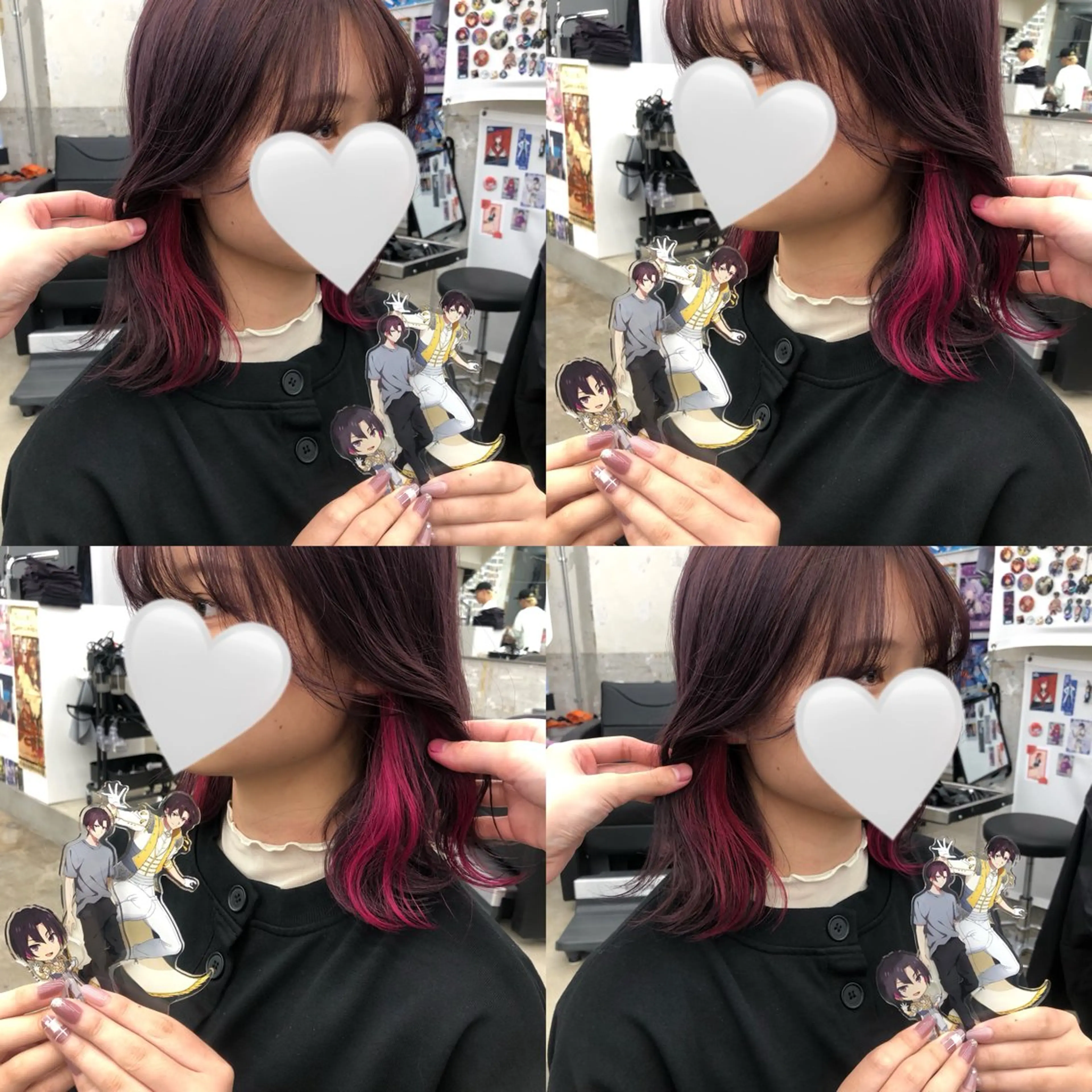 ミディアム カラー ブリーチ イヤリングカラー ブリーチなしカラー ピンクカラー ローズカラー 推しカラー✨ オタク美容師ユウカのヘアスタイル