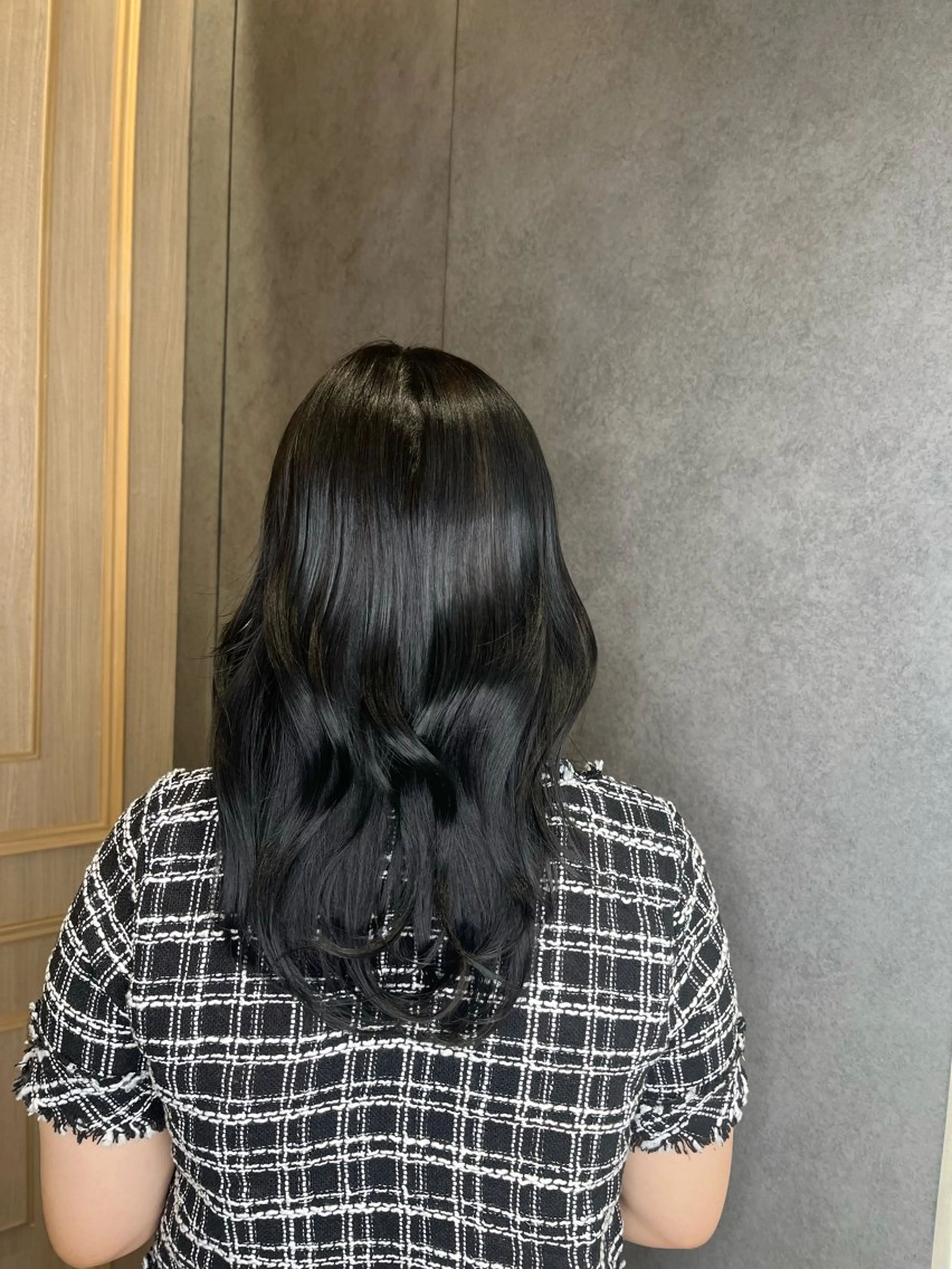 セミロング カラー 黒髪 ブルーカラー ブルーブラック 髪質改善 名駅/大人韓国ヘア 艶カラー/Rihoのヘアスタイル