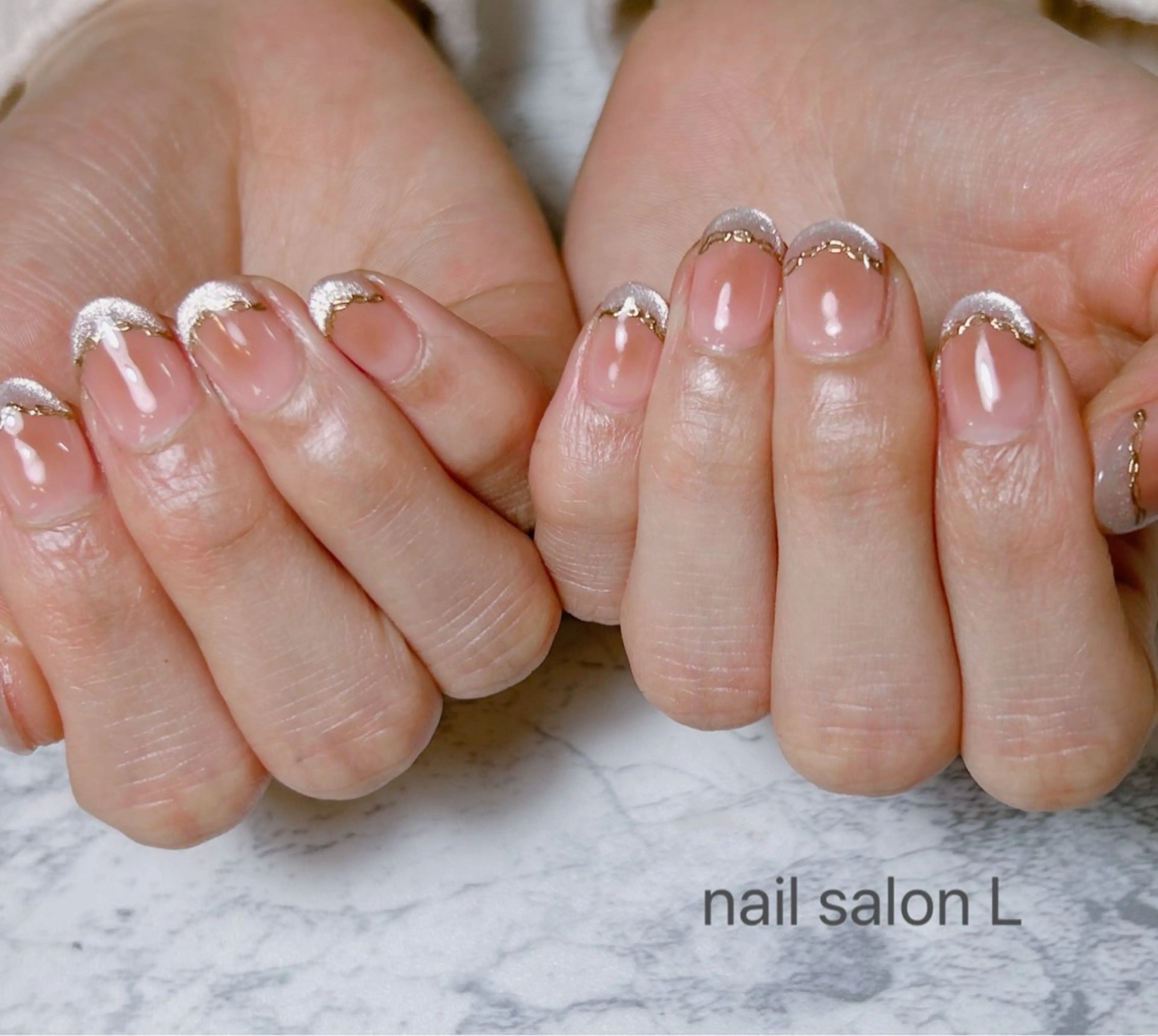 ネイル チークネイル フレンチネイル マグネットネイル マグネットフレンチ ミラーネイル ハンドネイル 吉川市 ネイルサロンLのネイルデザイン