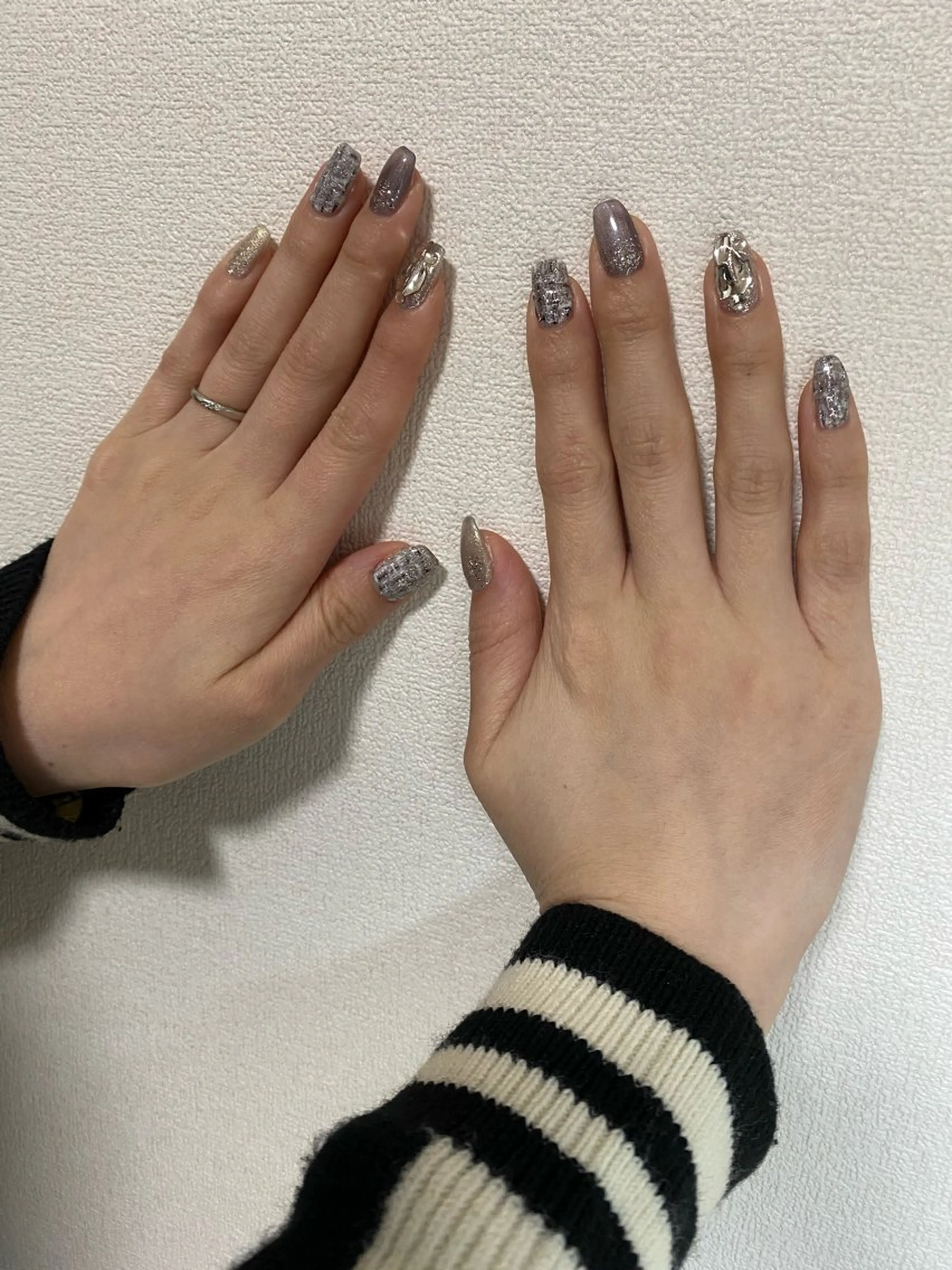 ネイル ツイードネイル ハンドネイル 自宅サロン FeelFreeのネイルデザイン